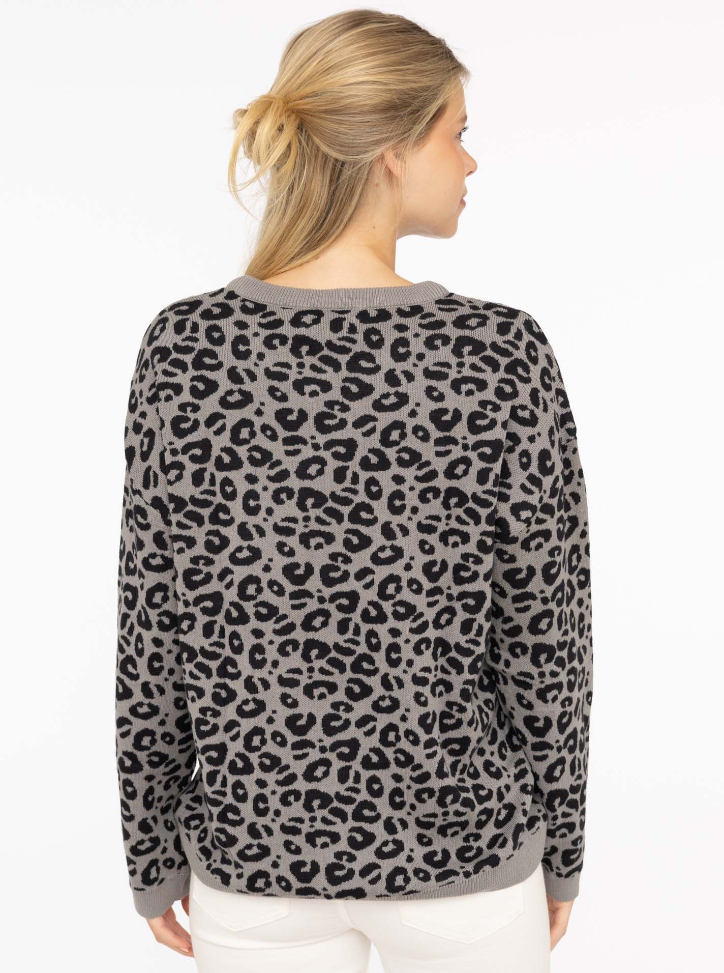 Zwillingsherz Strickpullover »"Gestrickter-Leo"«, Animal-Muster, Rundhalsausschnitt, Langarm, Feinstrick