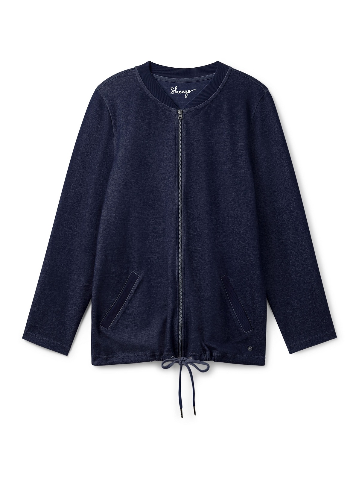 Sheego Sweatjacke »Große Größen«, aus reiner Baumwolle, mit geripptem Kragen