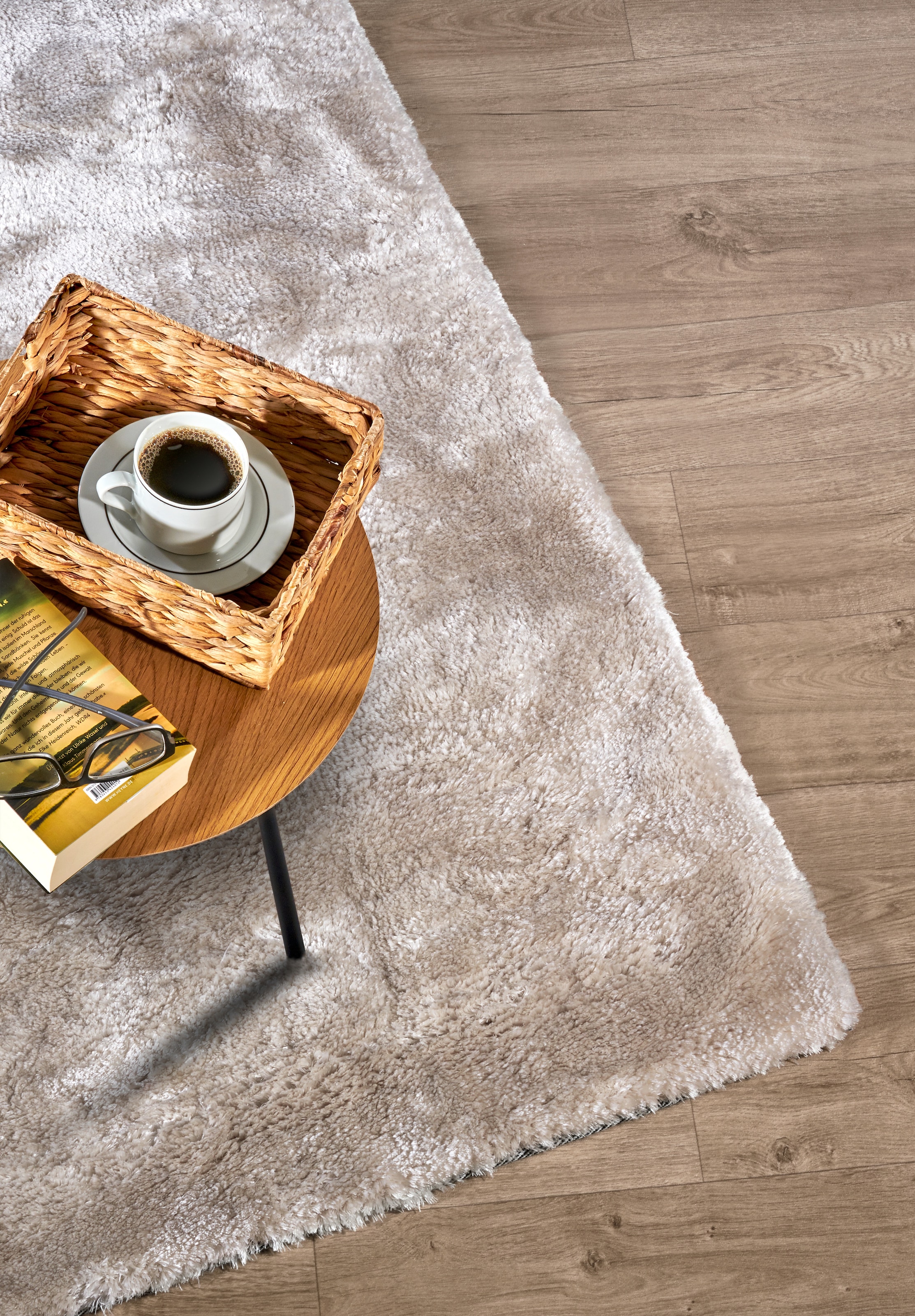 ELLE DECORATION Hochflor-Teppich »Calida«, rechteckig, 28 mm Höhe, Langflor, Shaggy, einfarbig, flauschig, weich, glänzend, modern, uni