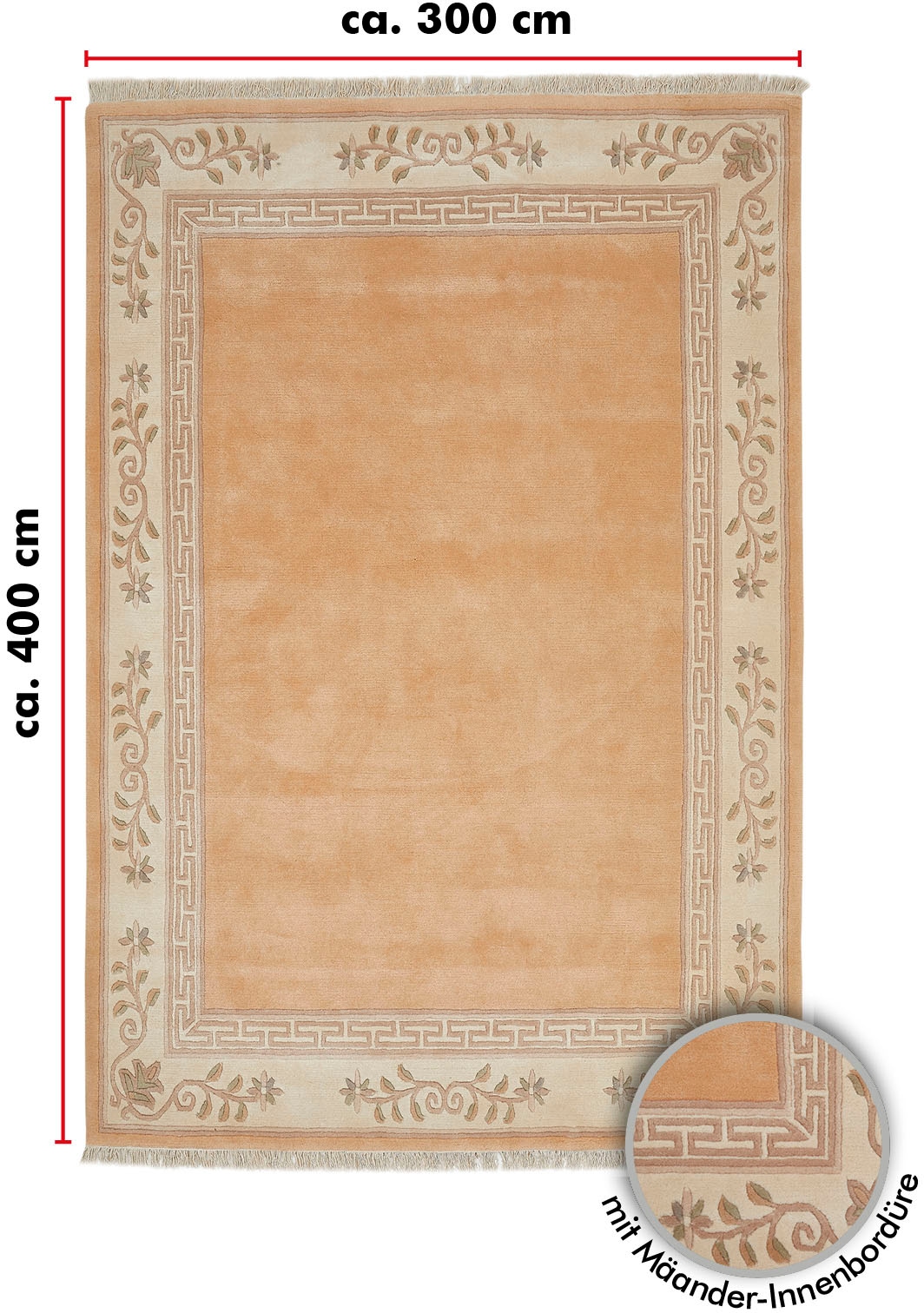 LUXOR living Wollteppich »Adour«, rechteckig, 18 mm Höhe, reine Wolle, handgeknüpft, mit Bordüre und Fransen, Wohnzimmer