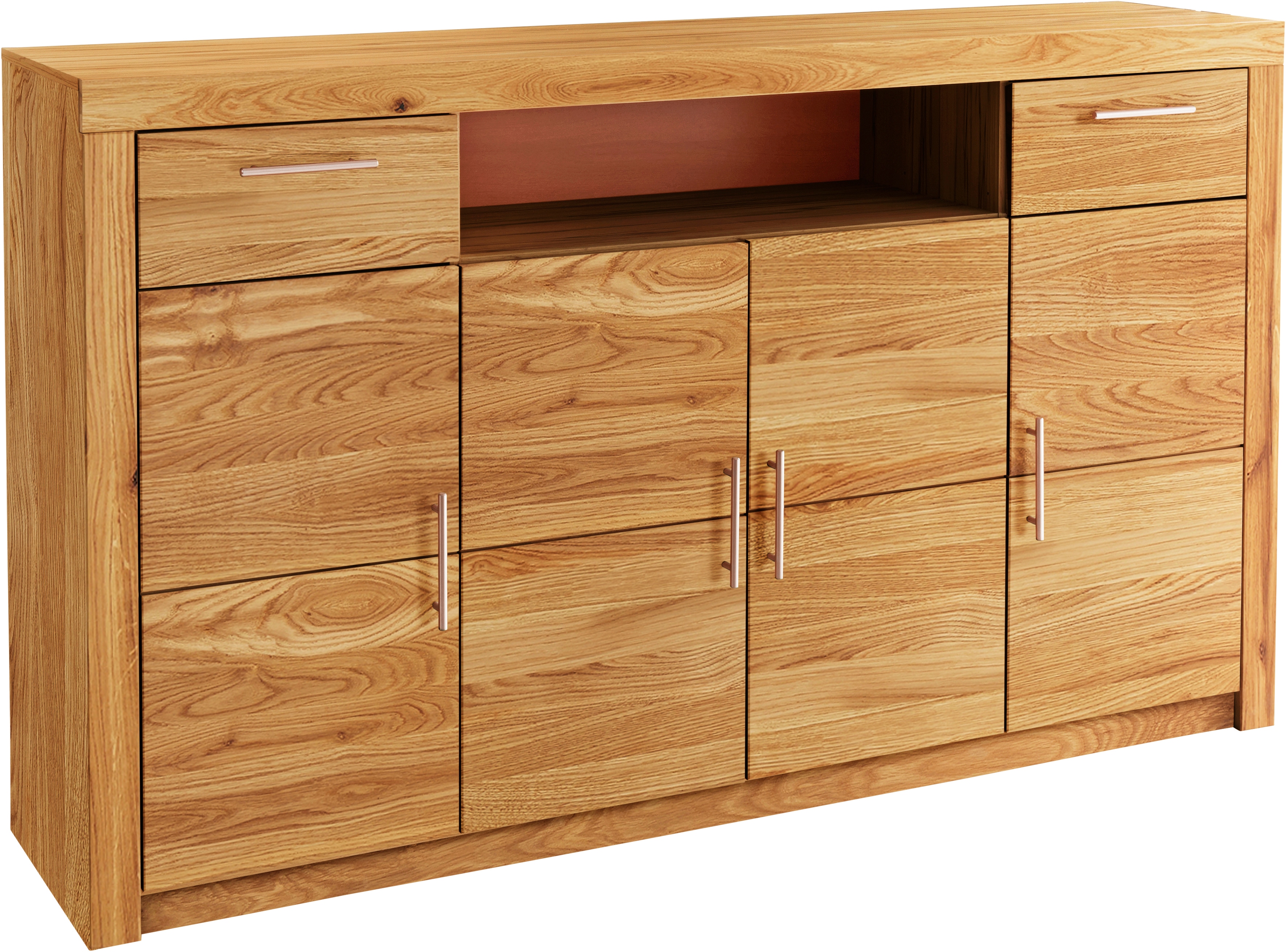 VOGL Möbelfabrik Highboard "Toronto" opt. Glastüren, teilmassiv, Rahmenoptik, Made in Germany