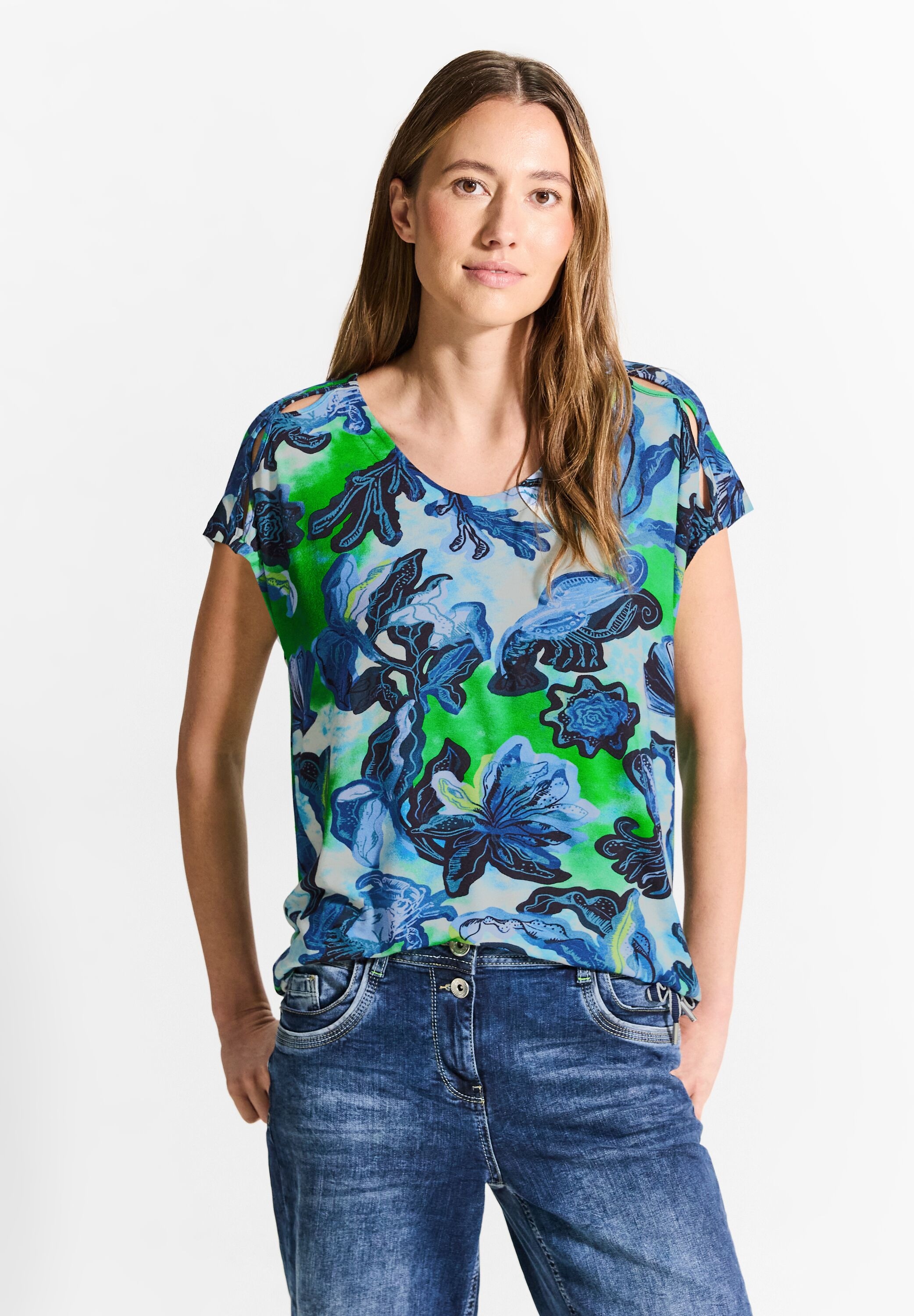 Cecil Print-Shirt, mit Cut-Out und Allover-Print