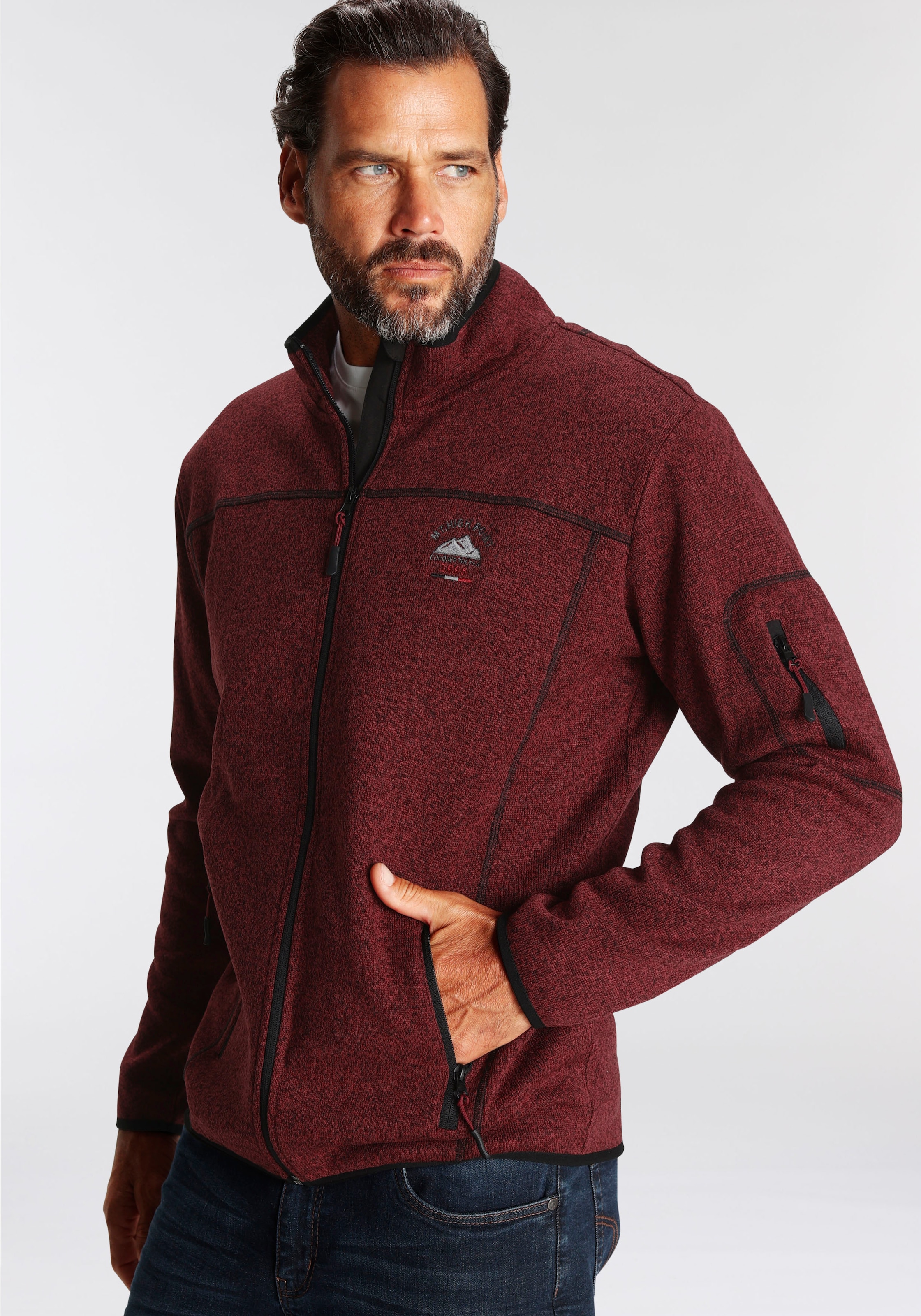 Mans World Strickfleecejacke, für die Übergangszeit, mit Reißverschlusstasc günstig online kaufen