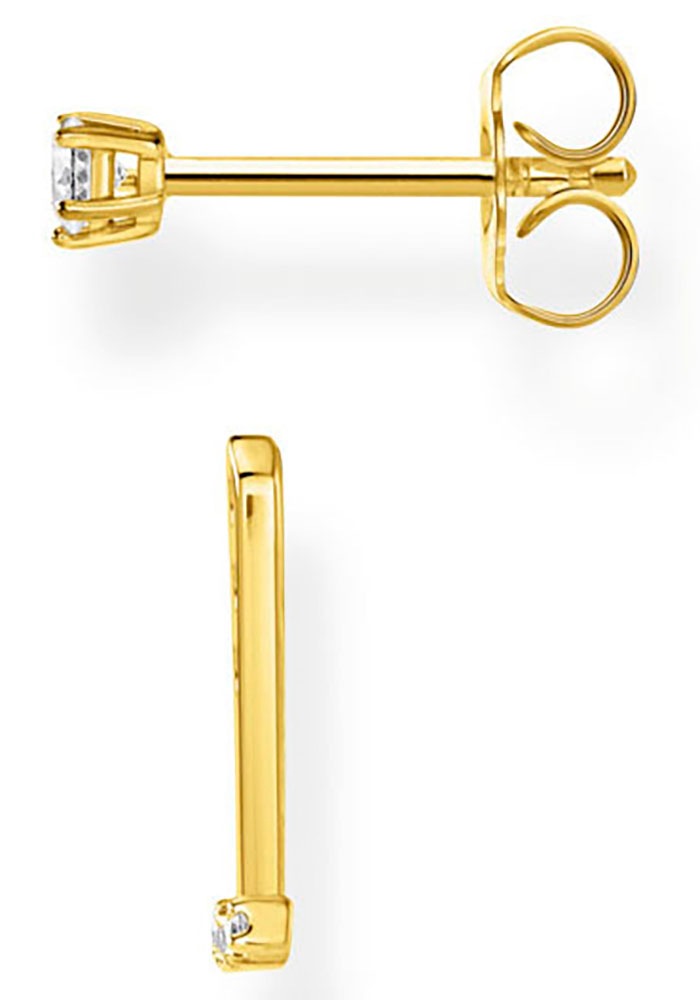 THOMAS SABO Single-Ohrstecker »weiße Steine gold, weiße Steine silber, H2152-051-14, H2152-414-14«, mit Zirkonia (synth.) - Einhänger abnehmbar