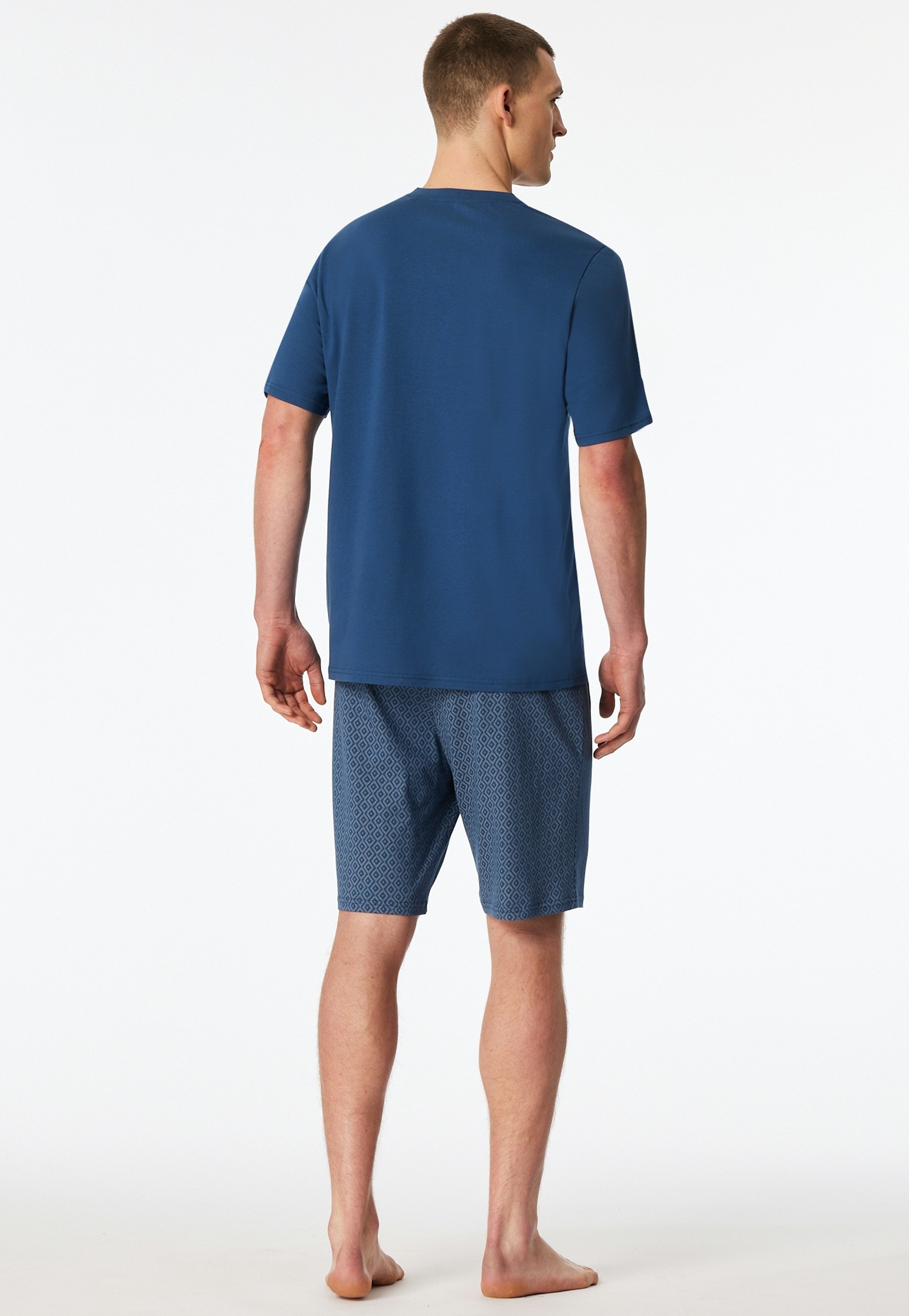 Schiesser Pyjama »Casual Essentials« 0, 2 mit unifarbenem Oberteil und gemusterter Hose