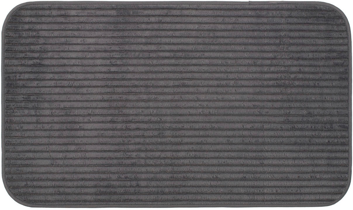 Badematte GÖZZE, H:7mm, grau, Polyester, Badematten, "Berlin", Badteppich, Uni Farben, Cord Optik, waschbar