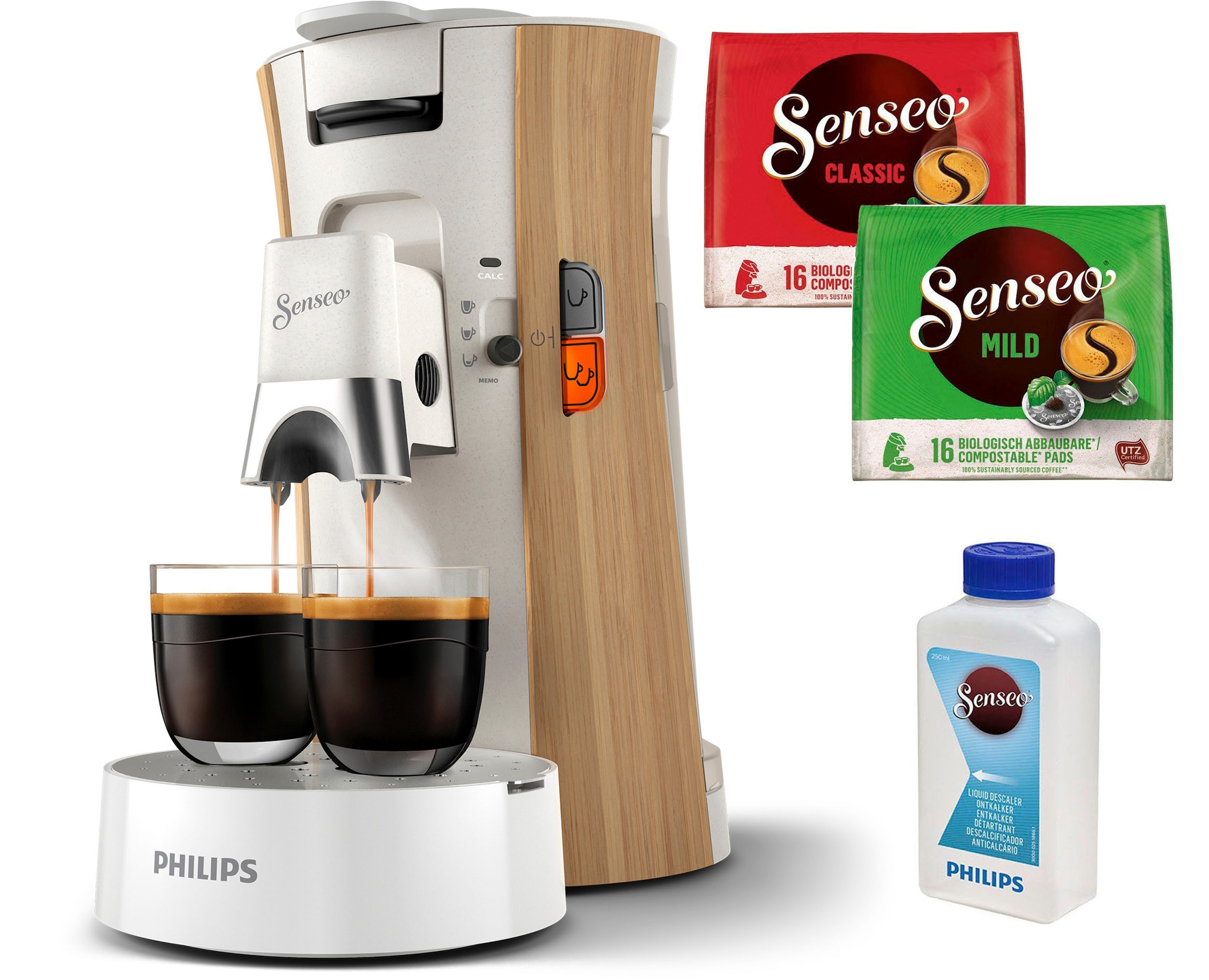 Philips Senseo Kaffeepadmaschine »Select CSA240/05 Eco Conscious Collection«, drei Kaffee-Einstellungen, biobasierter Kunststoff, Seidenweiß matt