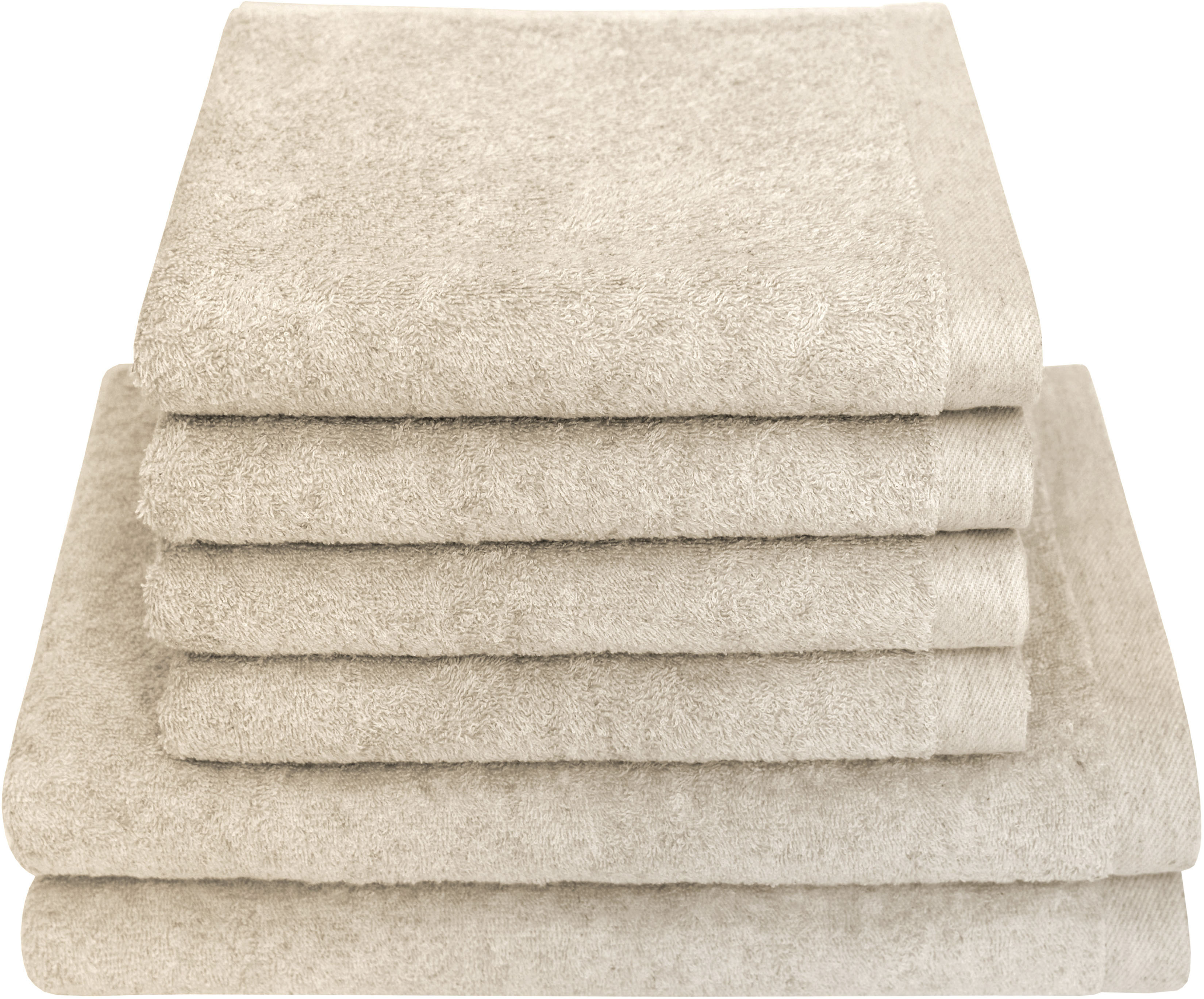 Handtuch Set DYCKHOFF, beige, Frottier, Obermaterial: 85% Baumwolle, 15% Hanf, Handtuch-Sets, "Deep Harmony Element", 6er Set: 4 Handtücher