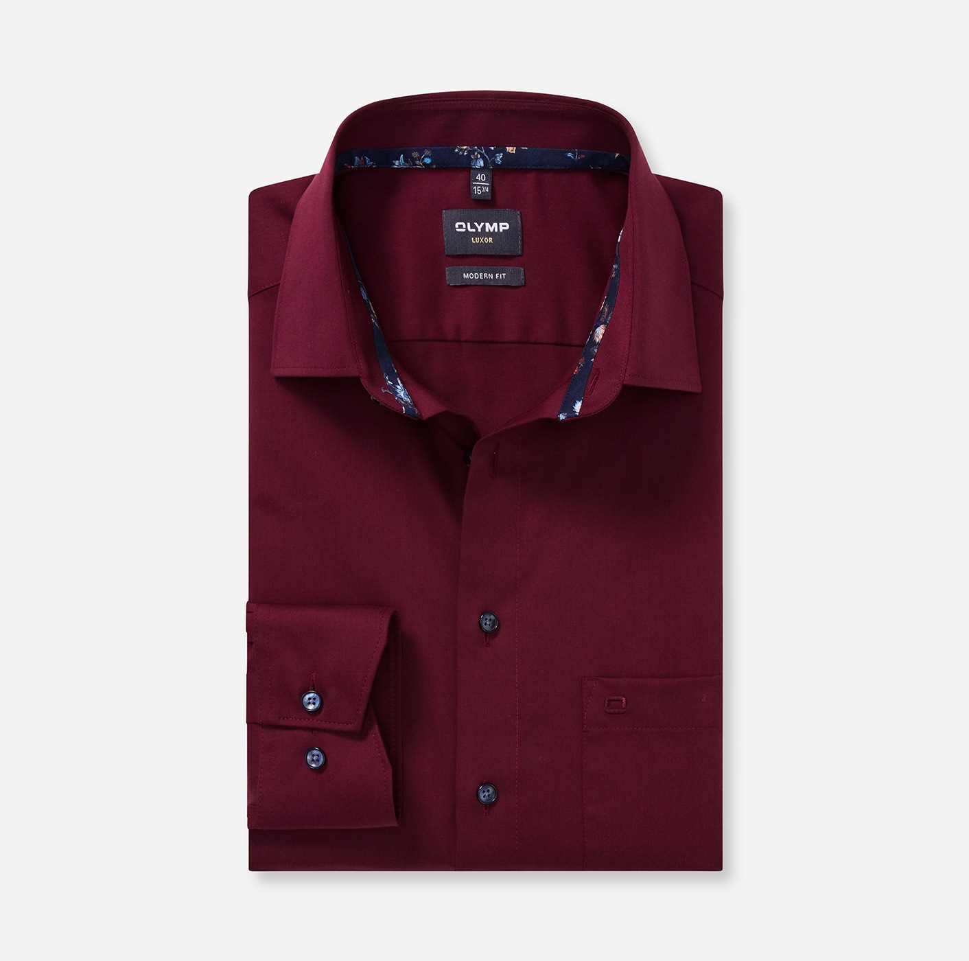 Langarmhemd OLYMP "Luxor", Herren, Gr. 43, N-Gr, dunkelrot, Web, Obermaterial: 100% Baumwolle, normal, 2-Knopf-Manschette, Hemden, Businesshemd, modern fit, New-Kentkragen 2