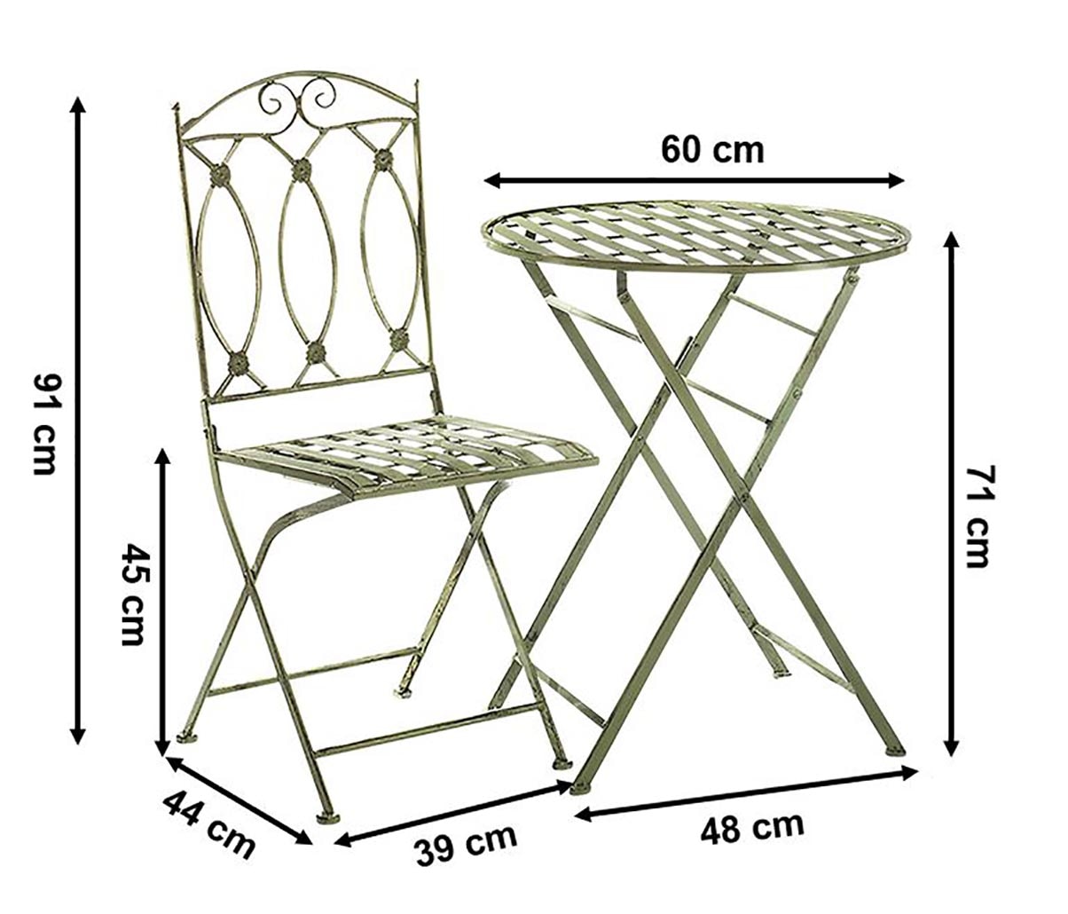 locker Balkonset »Tischgruppe aus Metall antique green« 1 Stk. tlg.