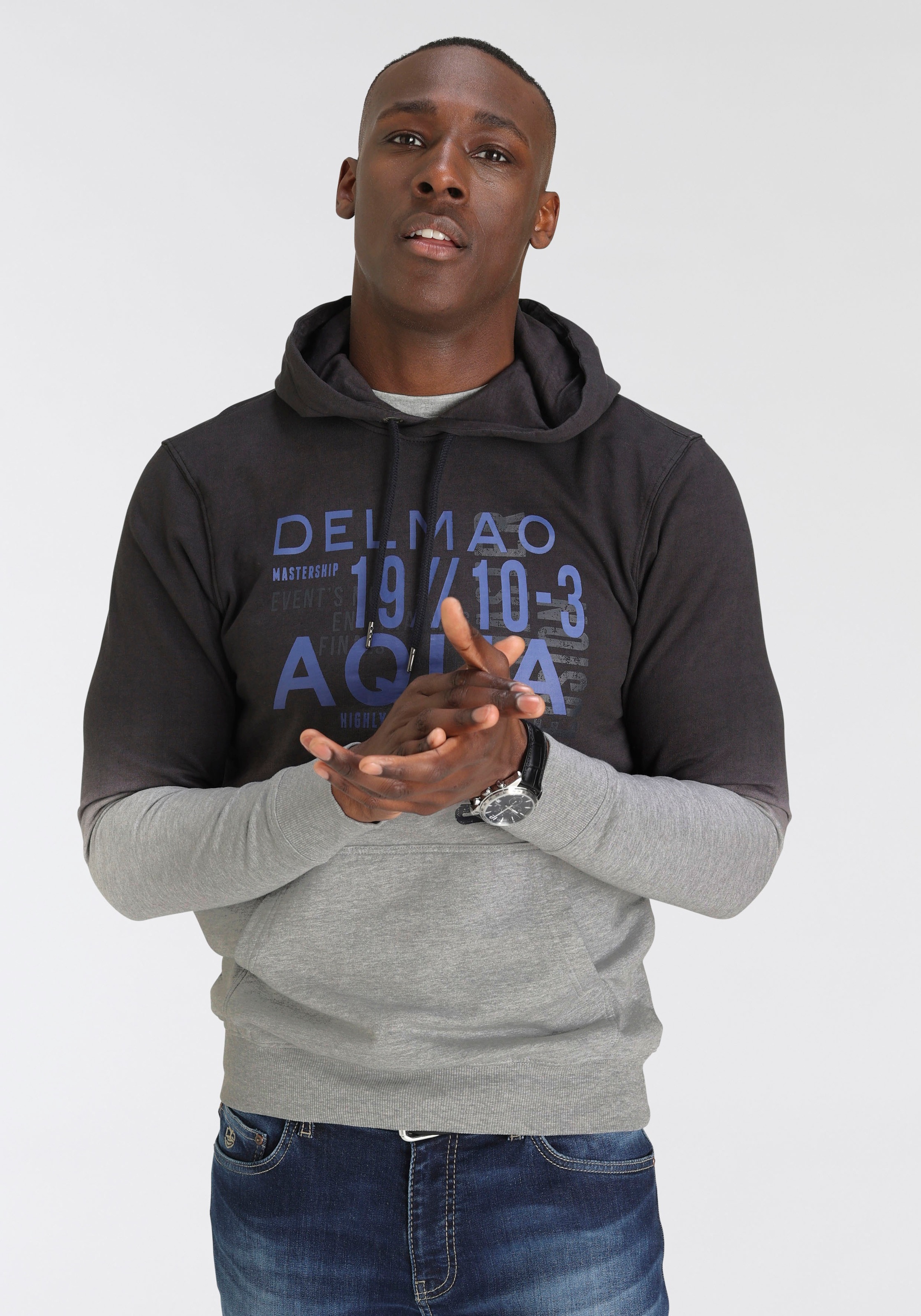 DELMAO Kapuzensweatshirt, mit Farbverlauf und Print-NEUE MARKE! ▷ für | BAUR