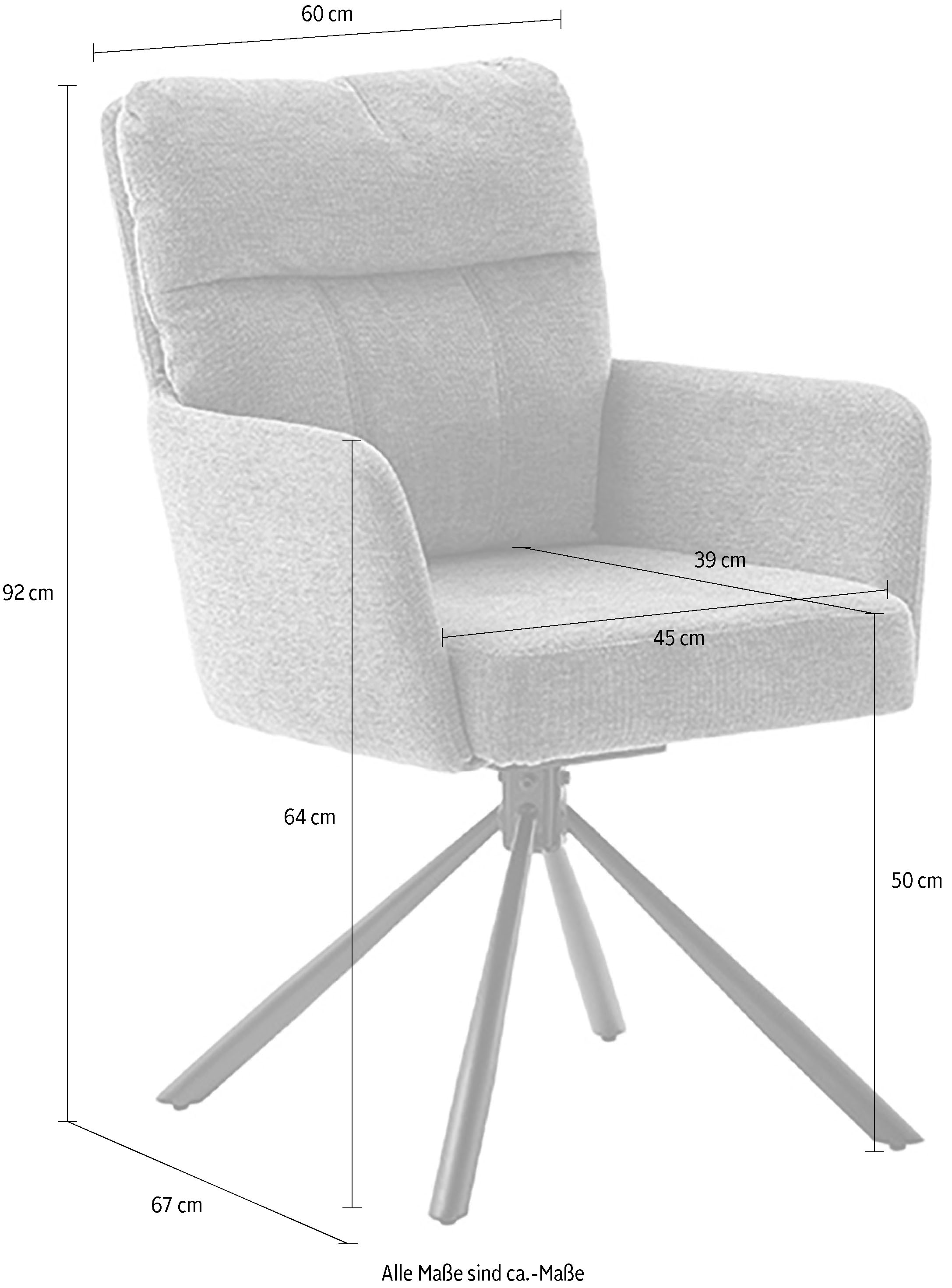 MCA furniture Esszimmerstuhl, Chenilleoptik, (2er-Set), drehbar 180°, Taschenfederkern, Sitzhöhe ca. 50 cm
