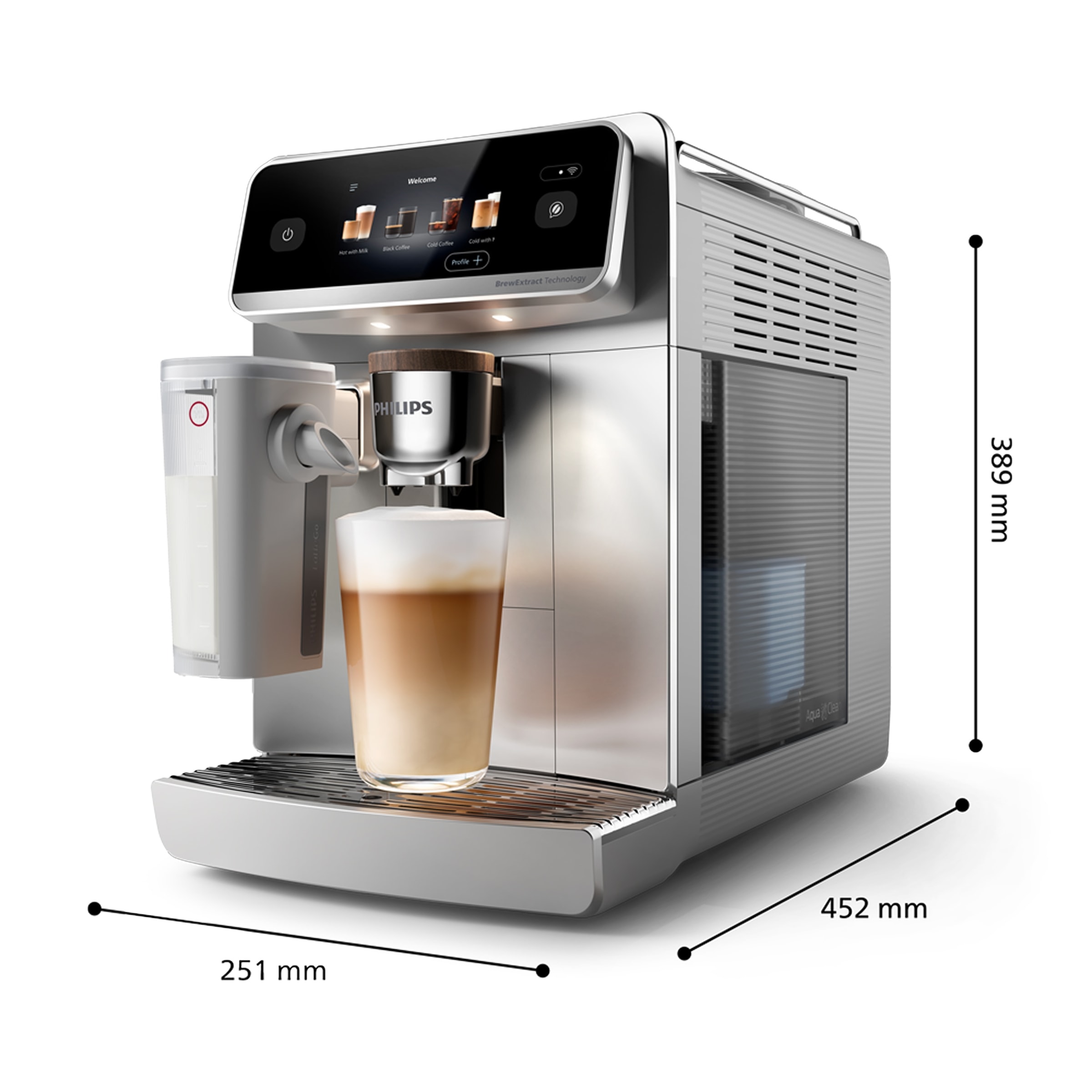 Philips Kaffeevollautomat »EP8757/20 Café Aromis 8000-Serie mit BrewExtract Technologie, appfähig« über 50 heiße und kalte Getränke, mit LatteGo Pro-Milchsystem, Silber