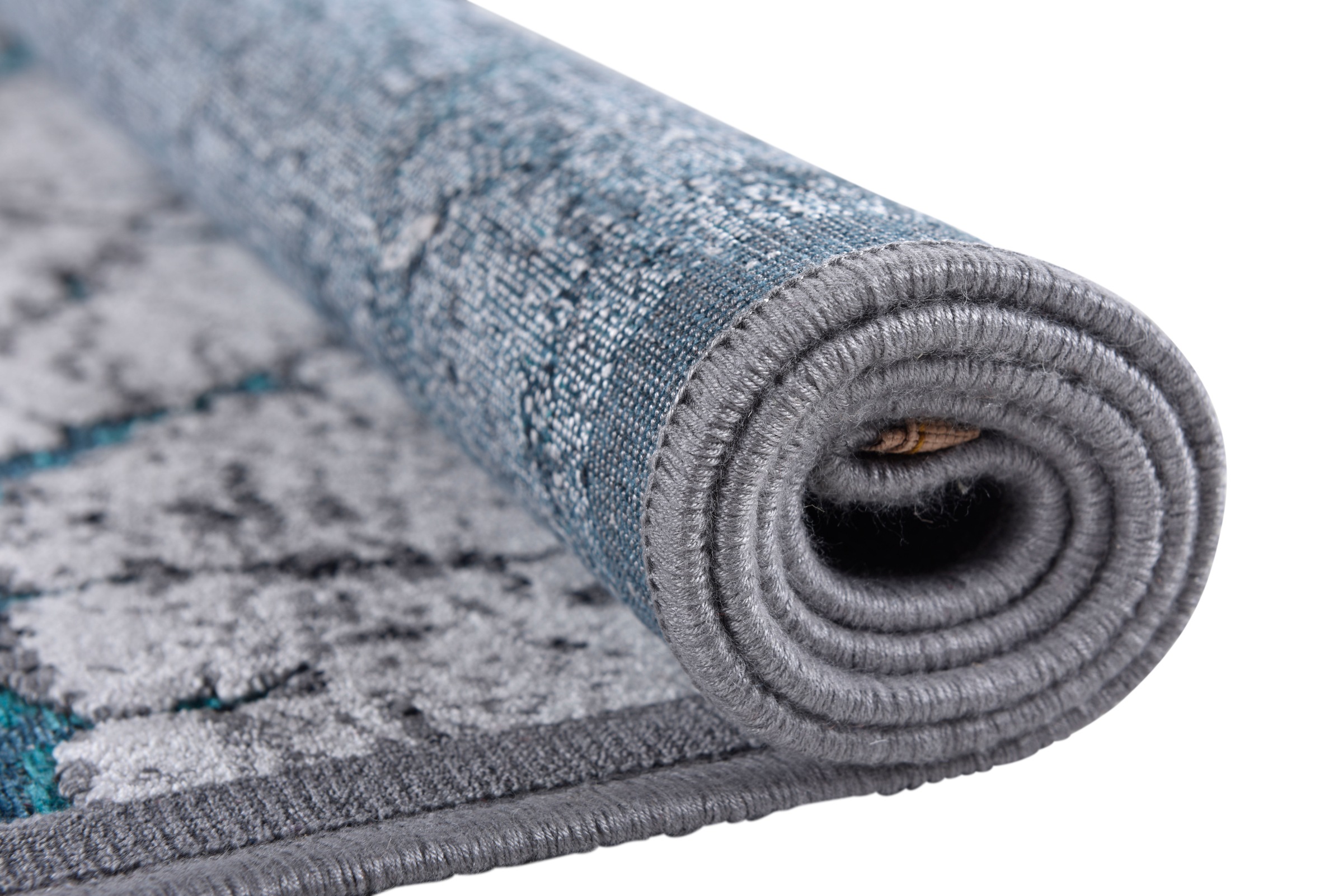 Teppich GINO FALCONE "Orelia 103", blau, B:40cm H:7mm L:70cm, Polyester, Teppiche, Teppich, Kurzflor, modernes Design, mit leichtem Glanz, Wohnzimmer 3