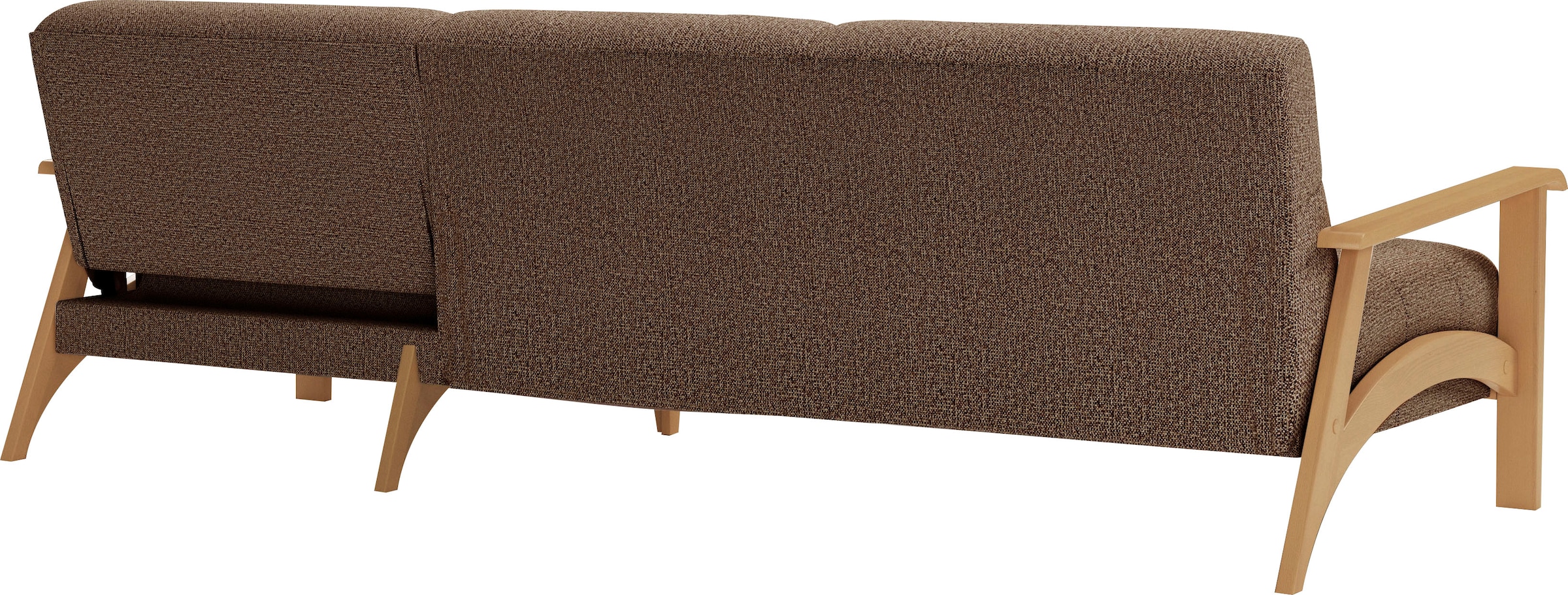 sit&more Ecksofa »Billund L-Form«, Armlehnen aus eichefarbigem Buchenholz, verschiedene Bezüge und Farben