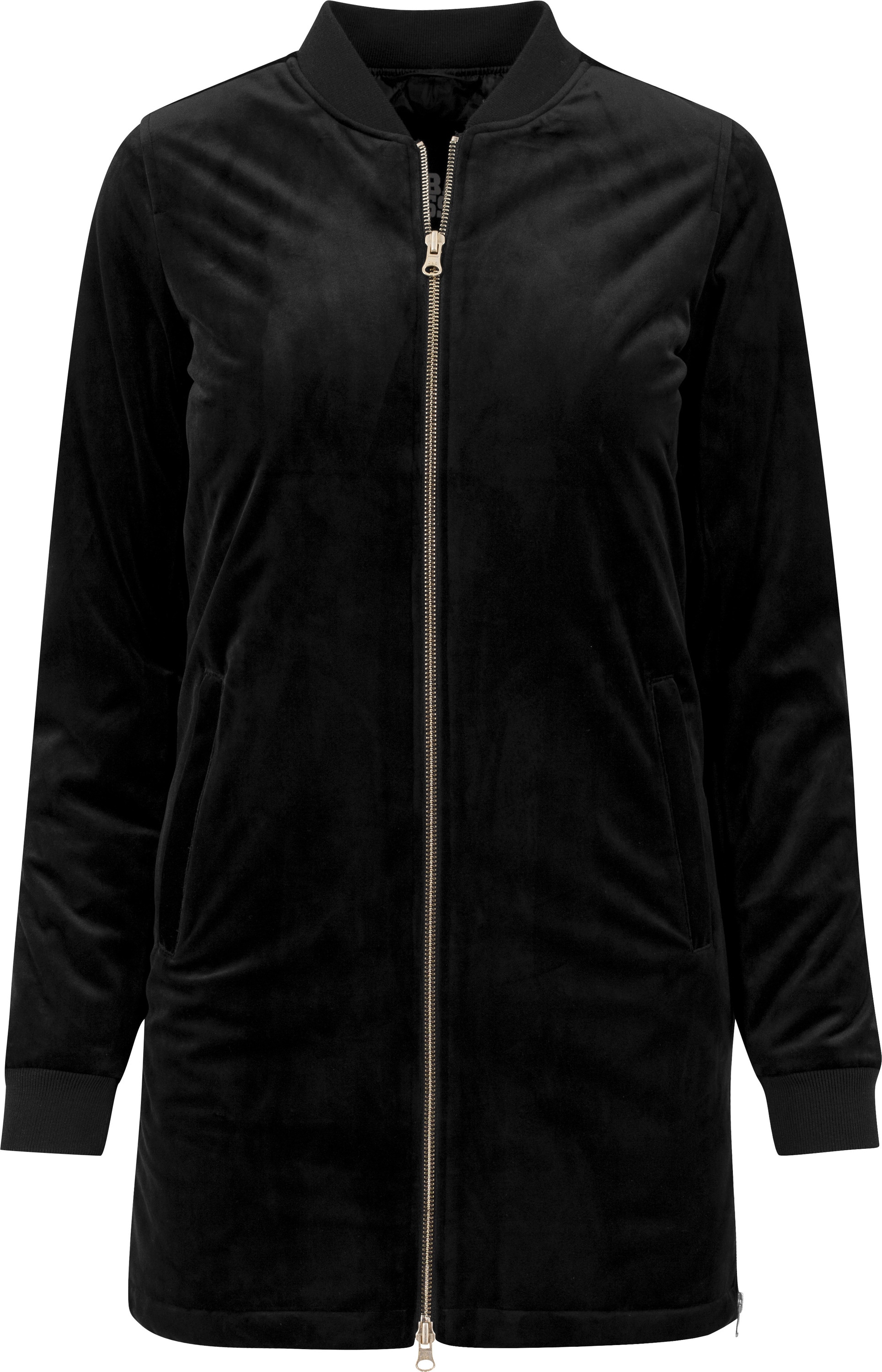 Allwetterjacke »Urban Classics Damen Ladies Long Velvet Jacket«, (1 St.), ohne Kapuze