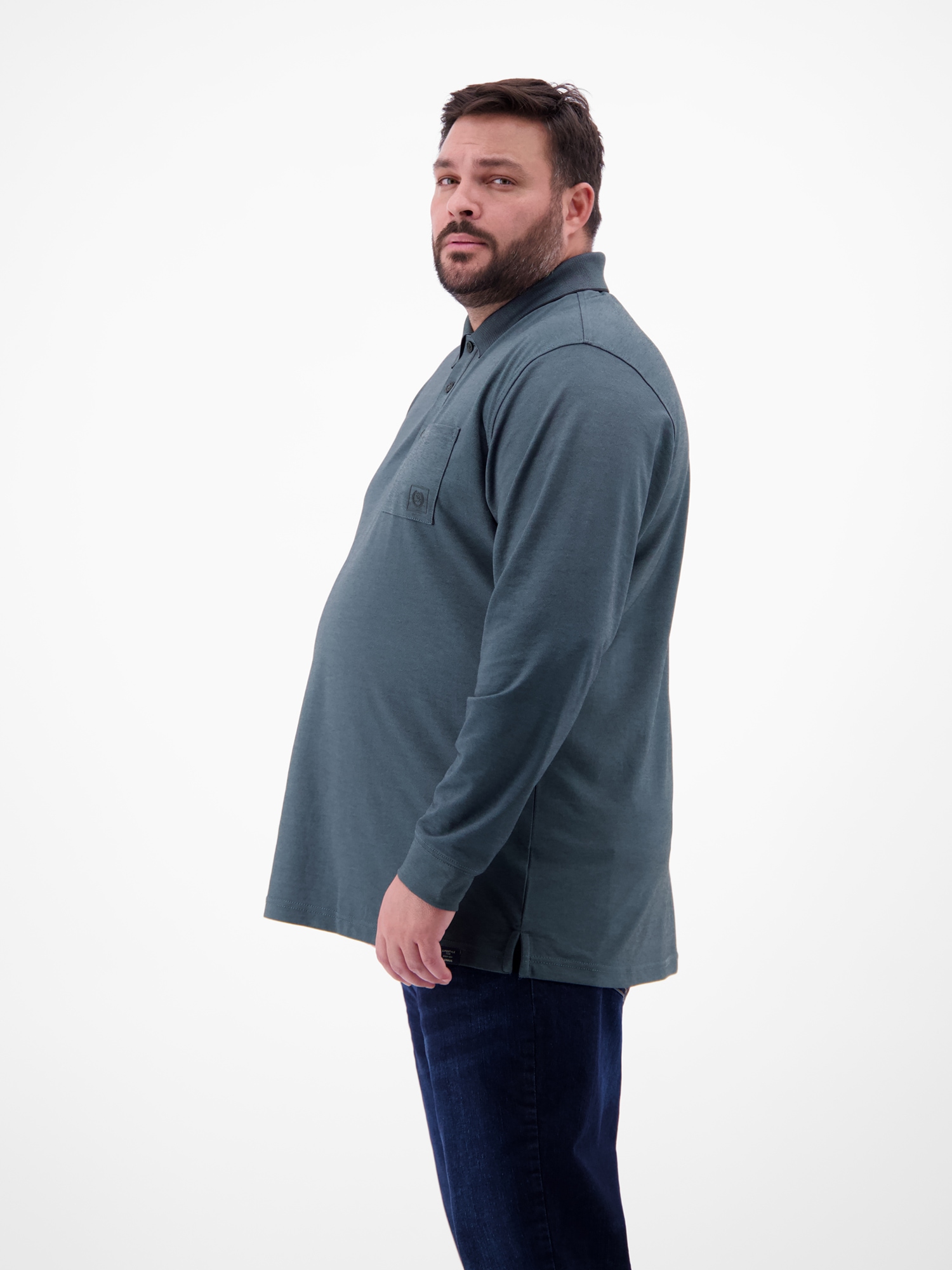 LERROS Poloshirt »LERROS Langarm Polo mit Brusttasche in Grossen Grössen«