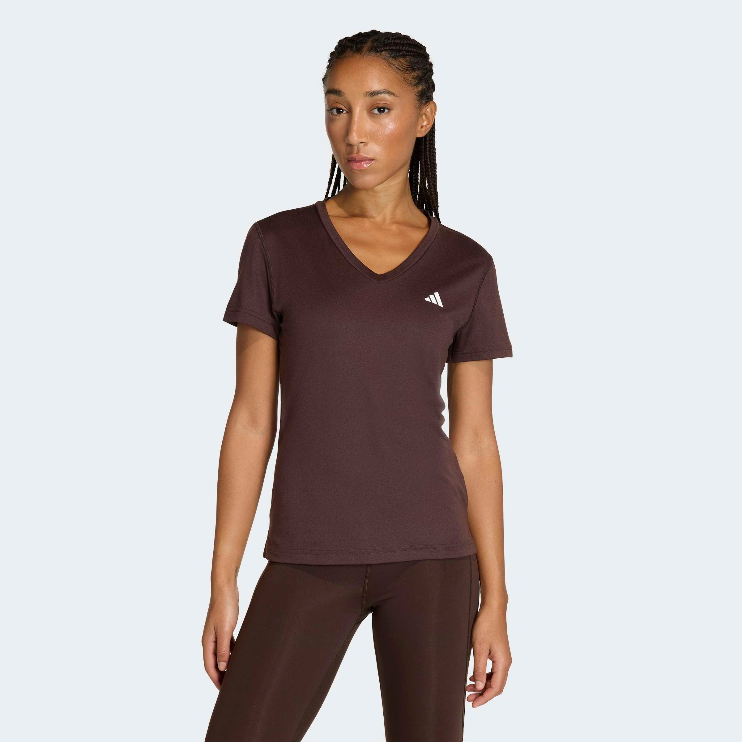 Damen T-Shirt "WE MIN V NK TEE"aurora coffee, Gr. M, ADIDAS PERFORMANCE, Obermaterial: 93% Polyester, 7% Elasthan, Shirts