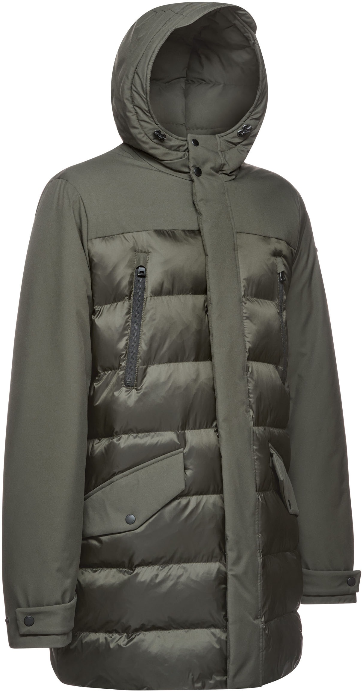 Geox Langjacke »SAPIENZA«, mit Kapuze, im Materialmix, 4 Taschen, Kapuze, verdeckter Reißverschluss