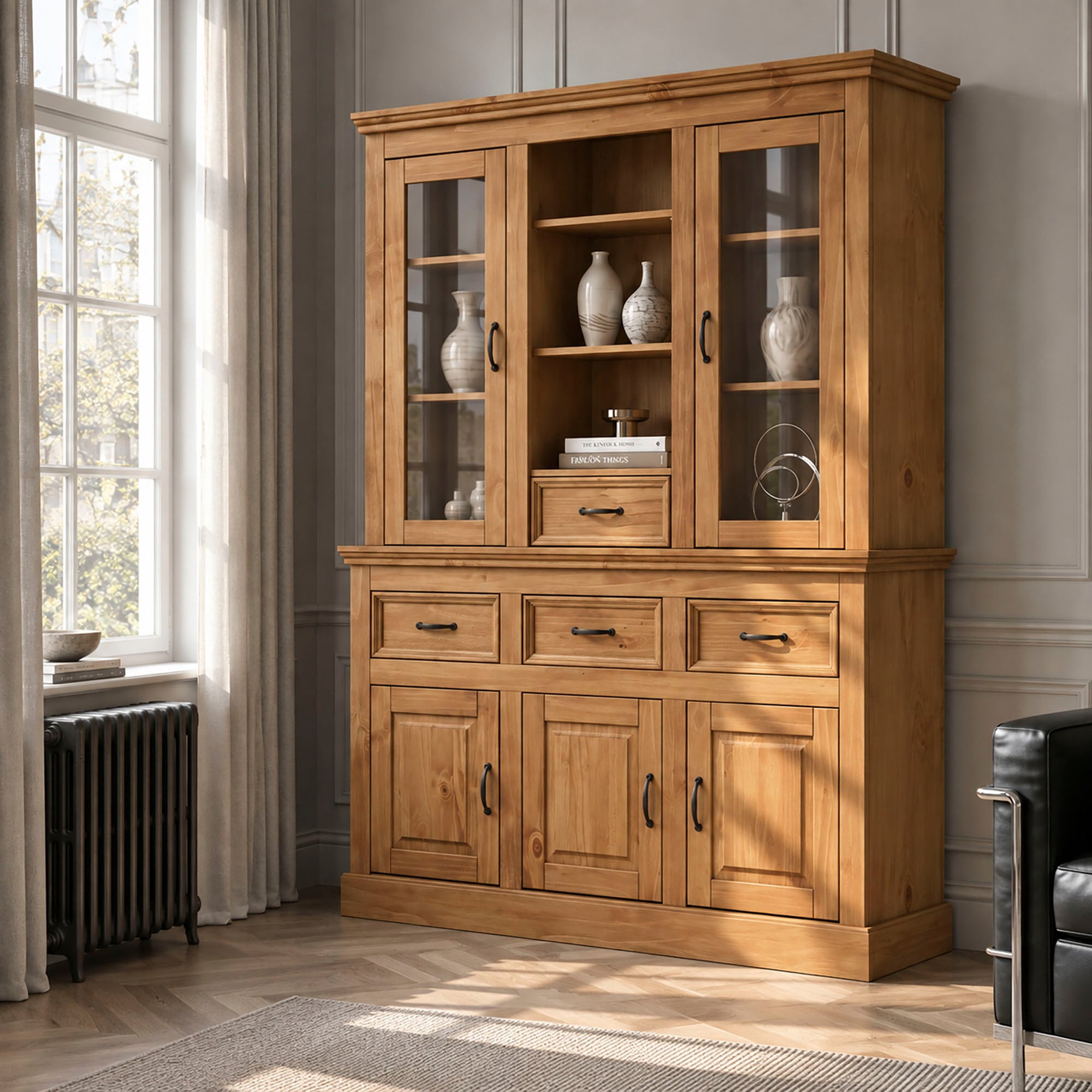 OTTO home Buffet »Selma« aus massivem Kiefernholz, mit Griffen aus antikisiertem Metall