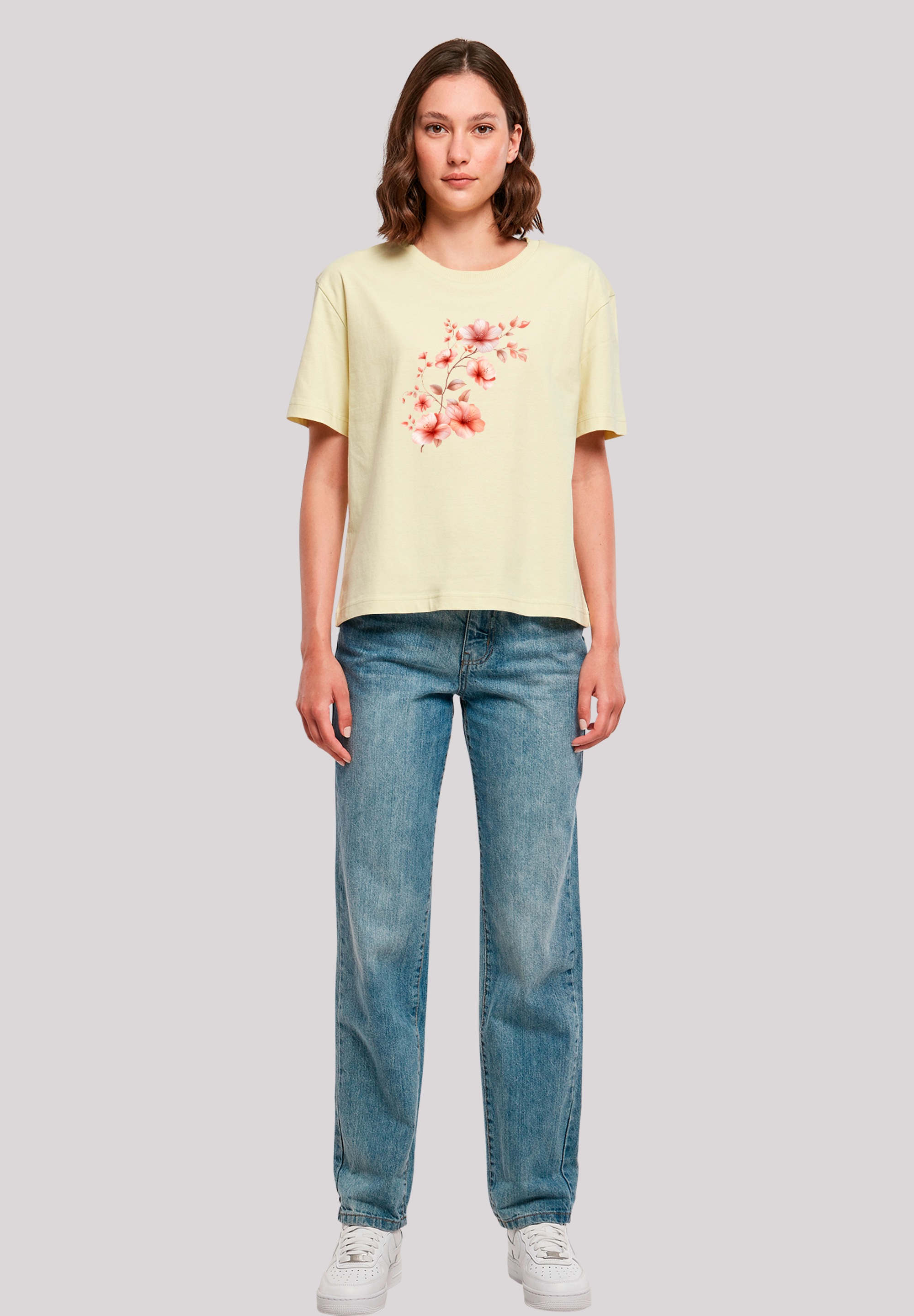 F4NT4STIC T-Shirt »Rosa Blumenzweig 3D«, Premium Qualität