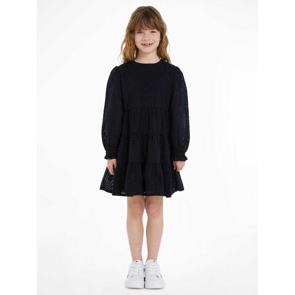 Tommy Hilfiger Volantkleid »BRODERIE ANGLAISE DRESS«, allover in Lochstickerei, mit Volants