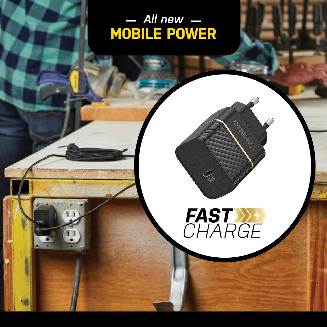 Otterbox Smartphone-Ladegerät »EU WallCharger 30W GaN - 1X USB-C 30W USB-PD«, geeignet für Apple iPhone, Samsung Galaxy, Google Pixel
