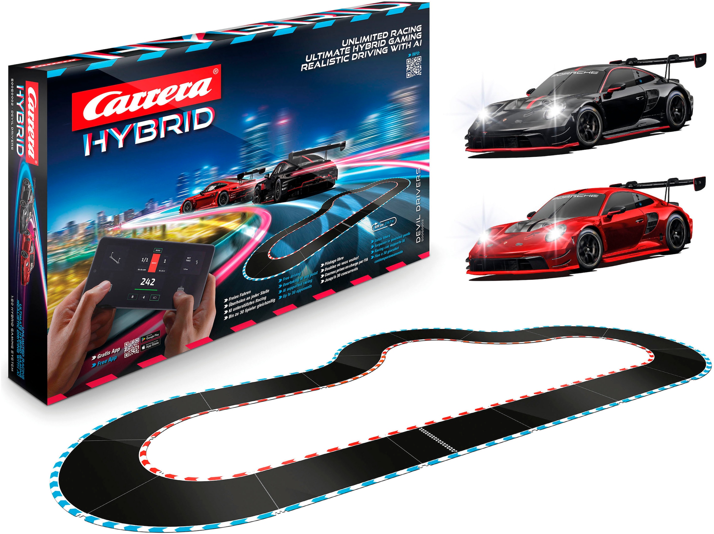 Carrera® Autorennbahn »Carrera Hybrid, Devil Drivers«, mit APP Steuerung