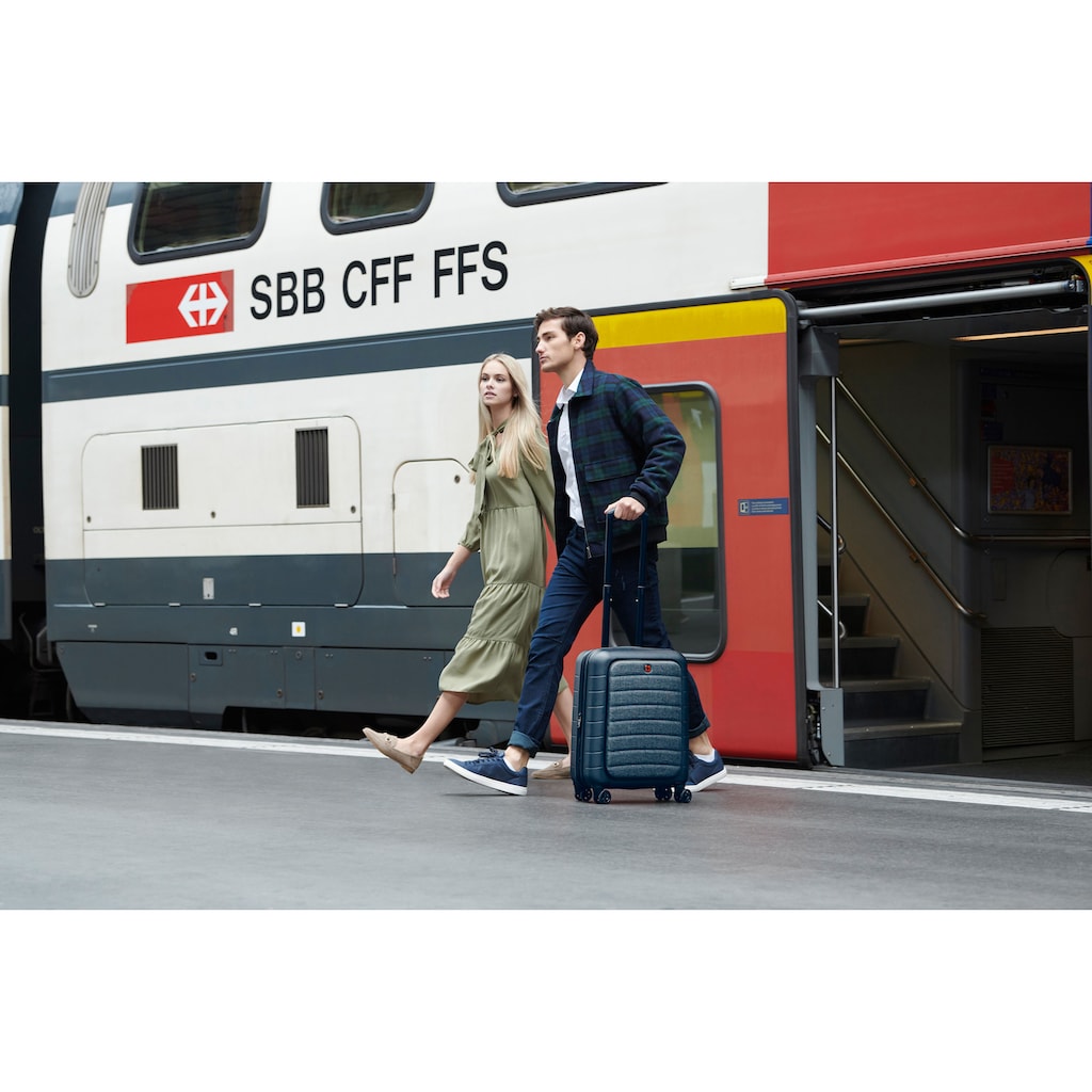 Wenger Business-Trolley »Syntry Carry-On, grau«, 4 Rollen, mit Volumenerweiterung, USB-Schleuse& Frontfach für Laptop und Tablet