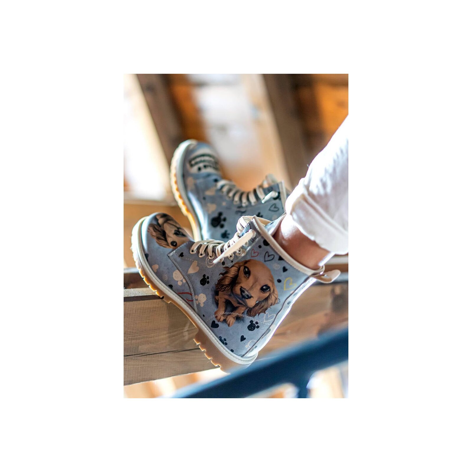 DOGO Schnürboots »Long Boots Schnürstiefel Hello My Hooman Damen Stiefeletten,«  Handgefertigt