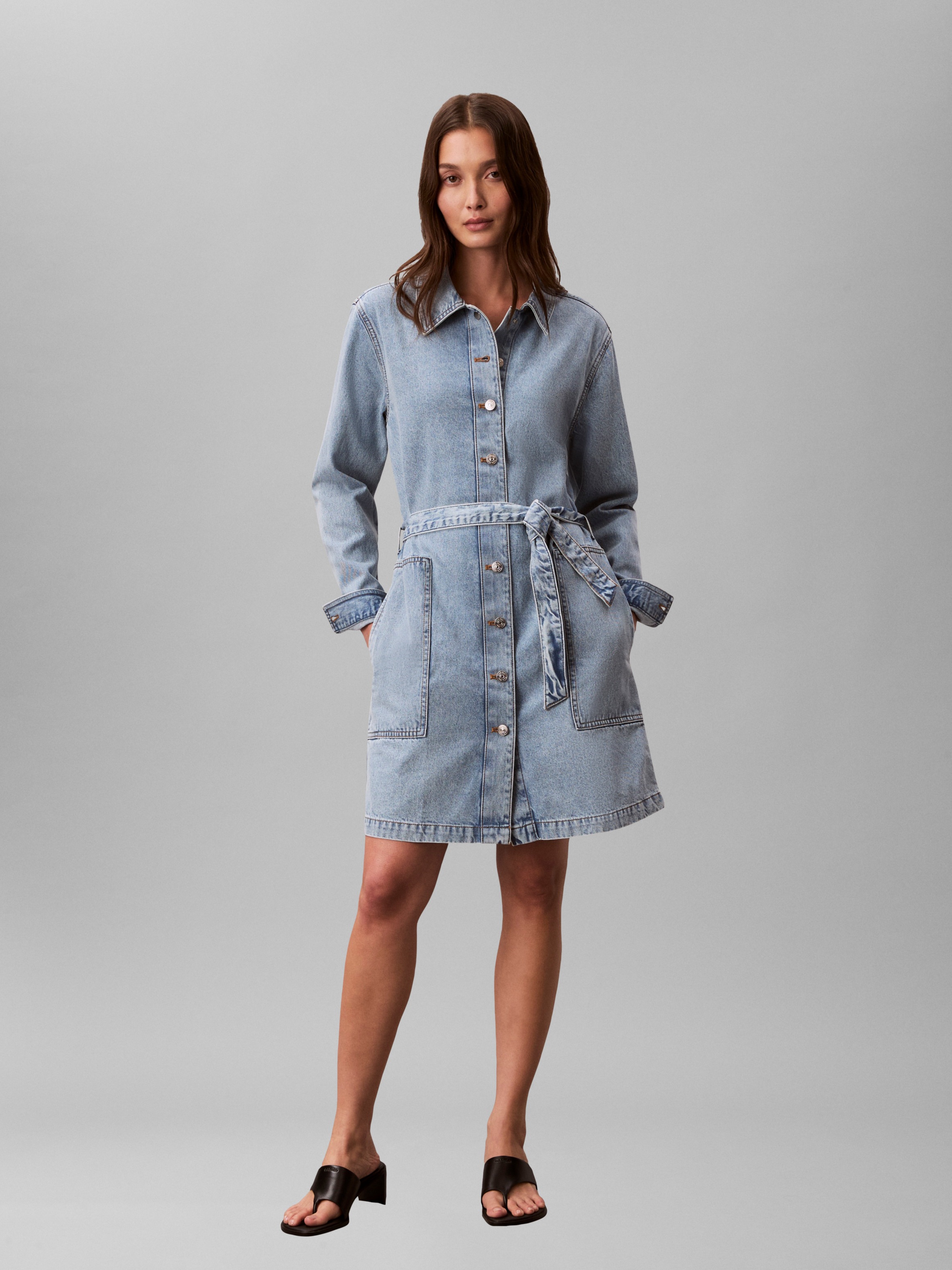 Calvin Klein Jeans Jeanskleid "BELTED DENIM MINI DRESS COASTAL" aufgesetzte günstig online kaufen