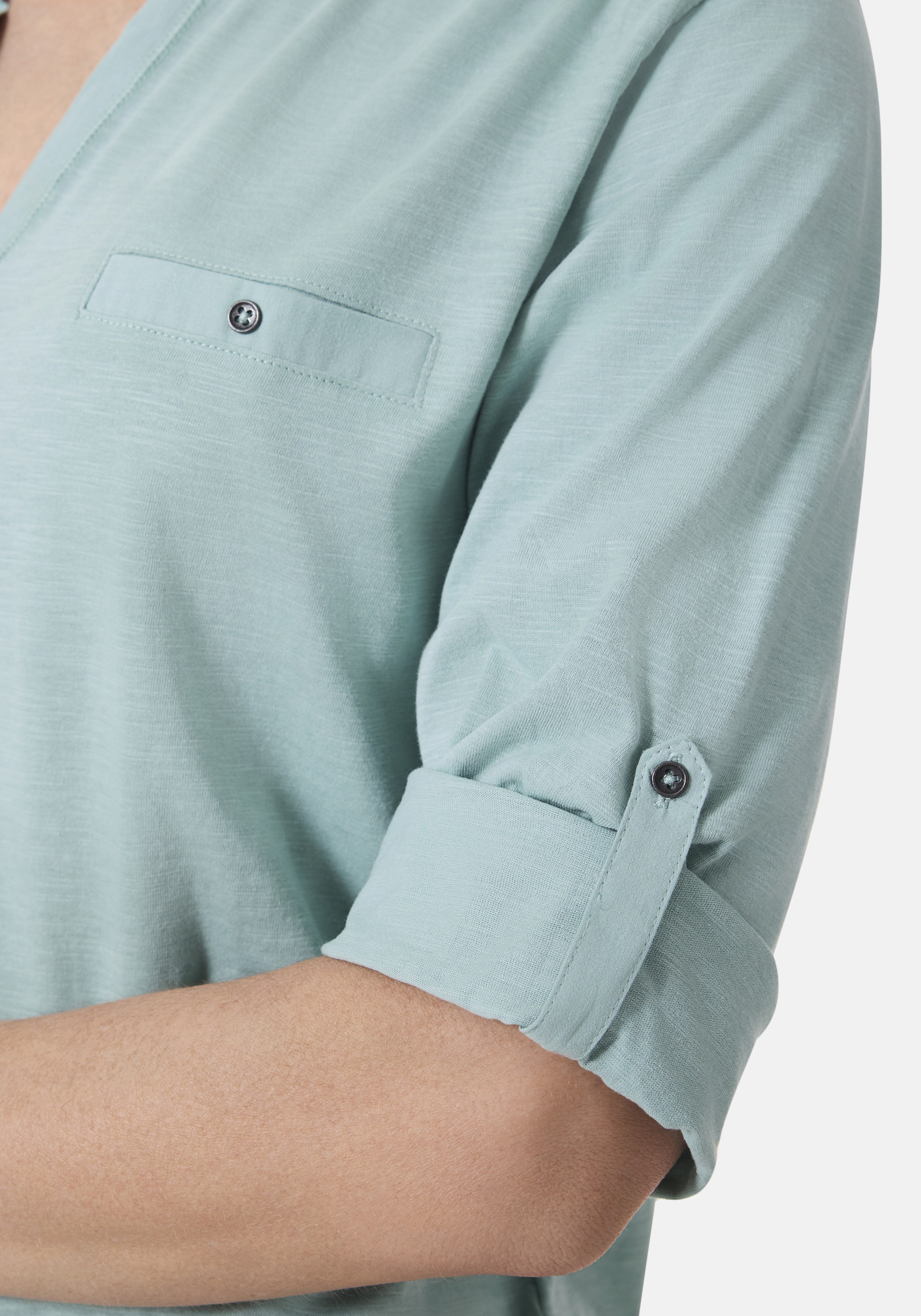 STOOKER WOMEN 3/4-Arm-Shirt »MARIE T-Shirt 3/4-Arm«, Regular Fit Slub Yarn Baumwolle Henley Shirt Knopfleiste für Damen