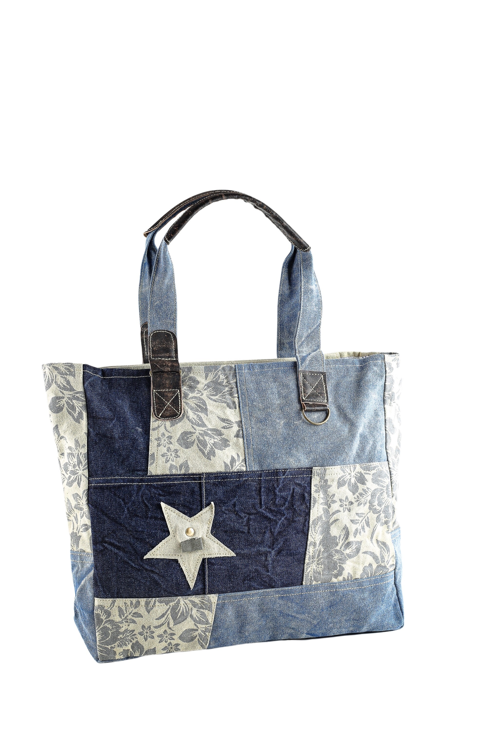 COLLEZIONE ALESSANDRO Schultertasche »Blume«, aus Jeans Stoff mit Blumen und Sternmotiv