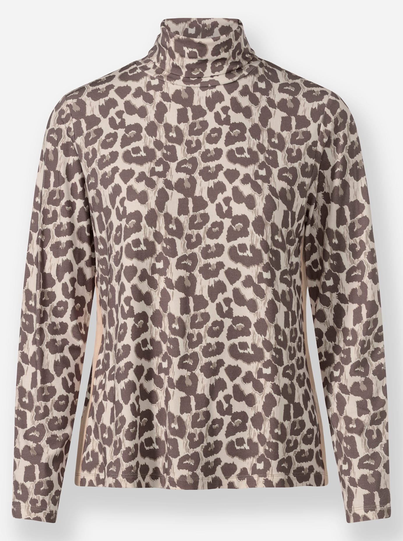 Langarmshirt HEINE "Langarm-Shirt", Damen, Gr. 40, weiß (elfenbein, dunkeltaupe, bedruckt), 95% Viskose, 5% Elasthan, bedruckt, gemustert, mehrfarbig, Shirts Langarmshirt 3