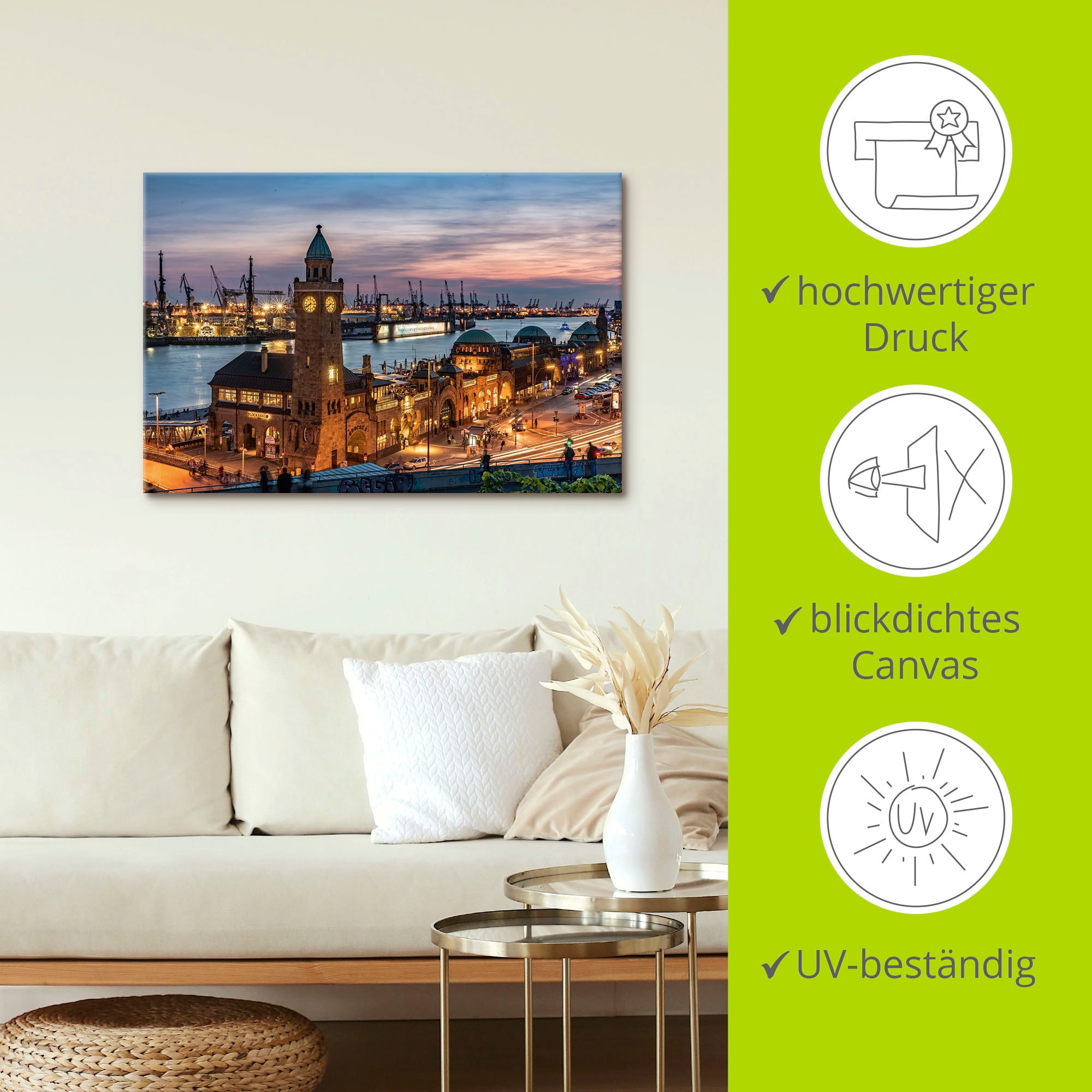 Artland Wandbild »Landungsbrücken Hamburg«, Hamburg, (1 St.), als Alubild, Outdoorbild, Leinwandbild, Poster in verschied. Größen