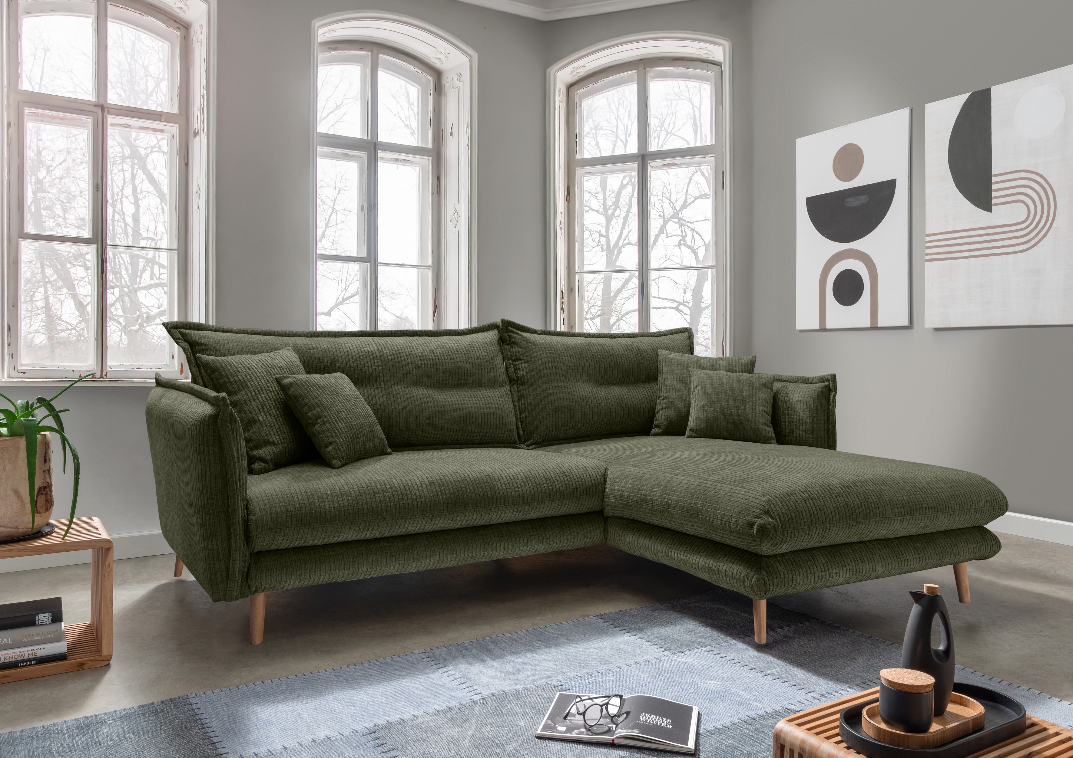 Home affaire Ecksofa "Levke, 255 x 180 cm, modern und bequem" zwei verschiedene Fußfarben wählbar