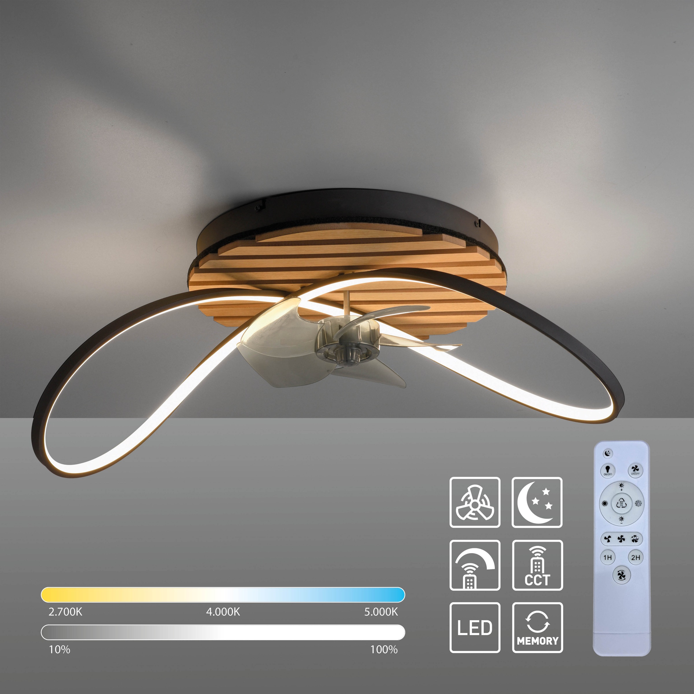OTTO HOME Deckenleuchte "Ullii Akustikpaneele", braun (holz, natur), 1, H: 28,1cm, 1 Stk., Leuchten, Deckenventilator, Holz, Akustik, Paneele, Ventilator, Lampe, Designlampe
