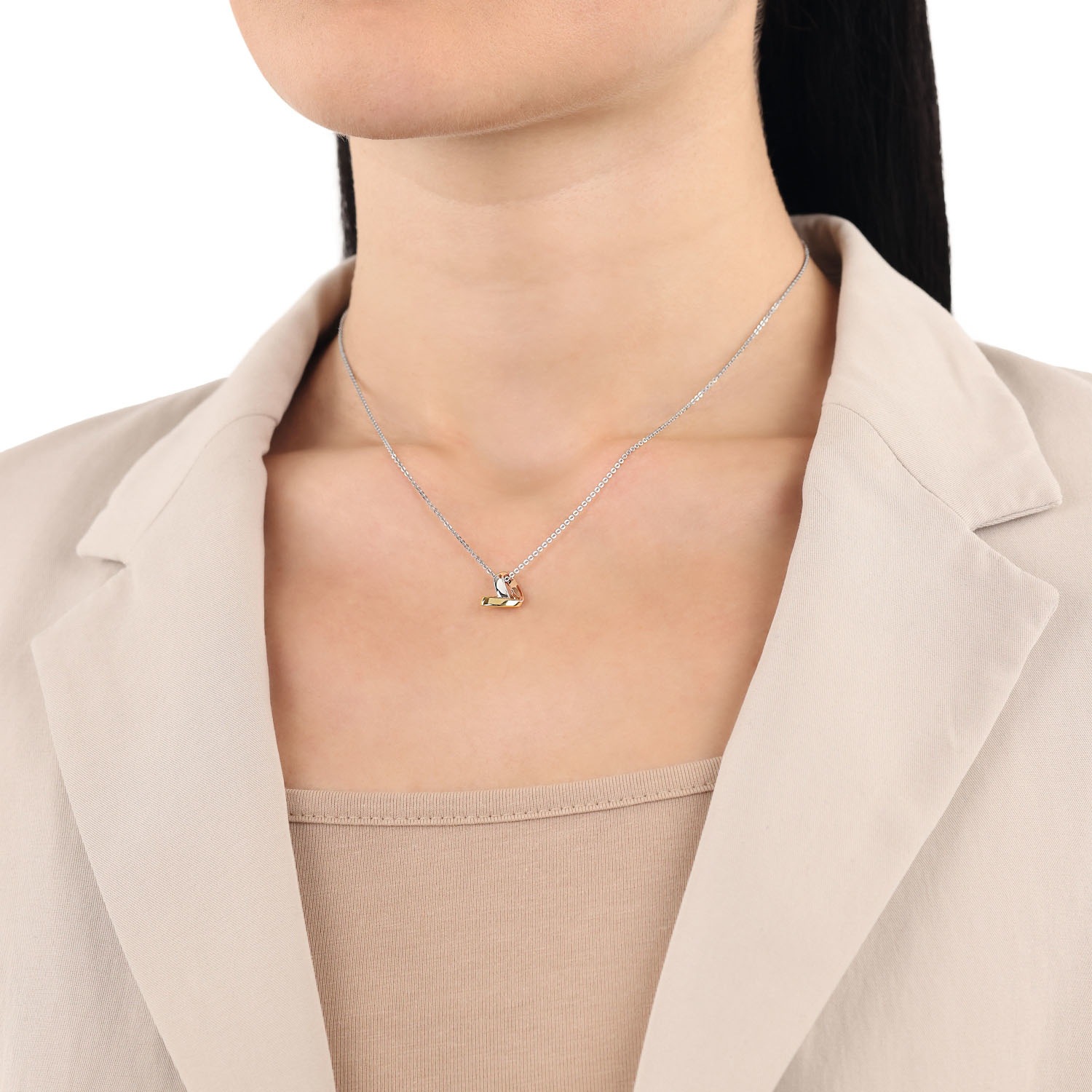 Kette mit Anhänger AMOR "Herz", rosa (silberfarben, gelbgoldfarben, roségoldfarben), Halsketten, Damen, Silber 925 (Sterlingsilber), L: 45 B: 1,2mm, B:1,2mm 2