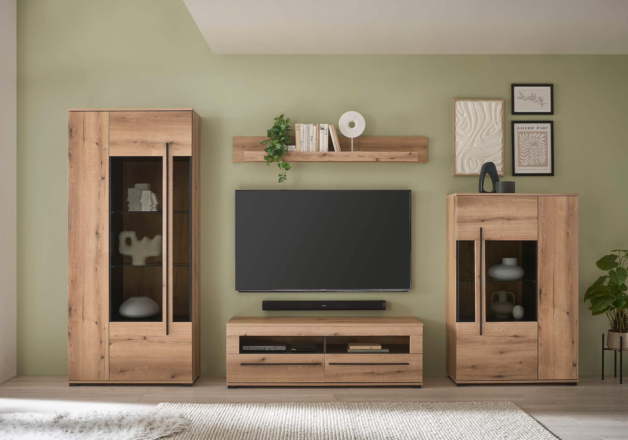 INOSIGN Lowboard »modernes TV-Unterteil, Kommode in Eiche Evoke oder weiß«, schwarze Stangengriffe, ausreichend Stauraum, vielseitig einsetzbar