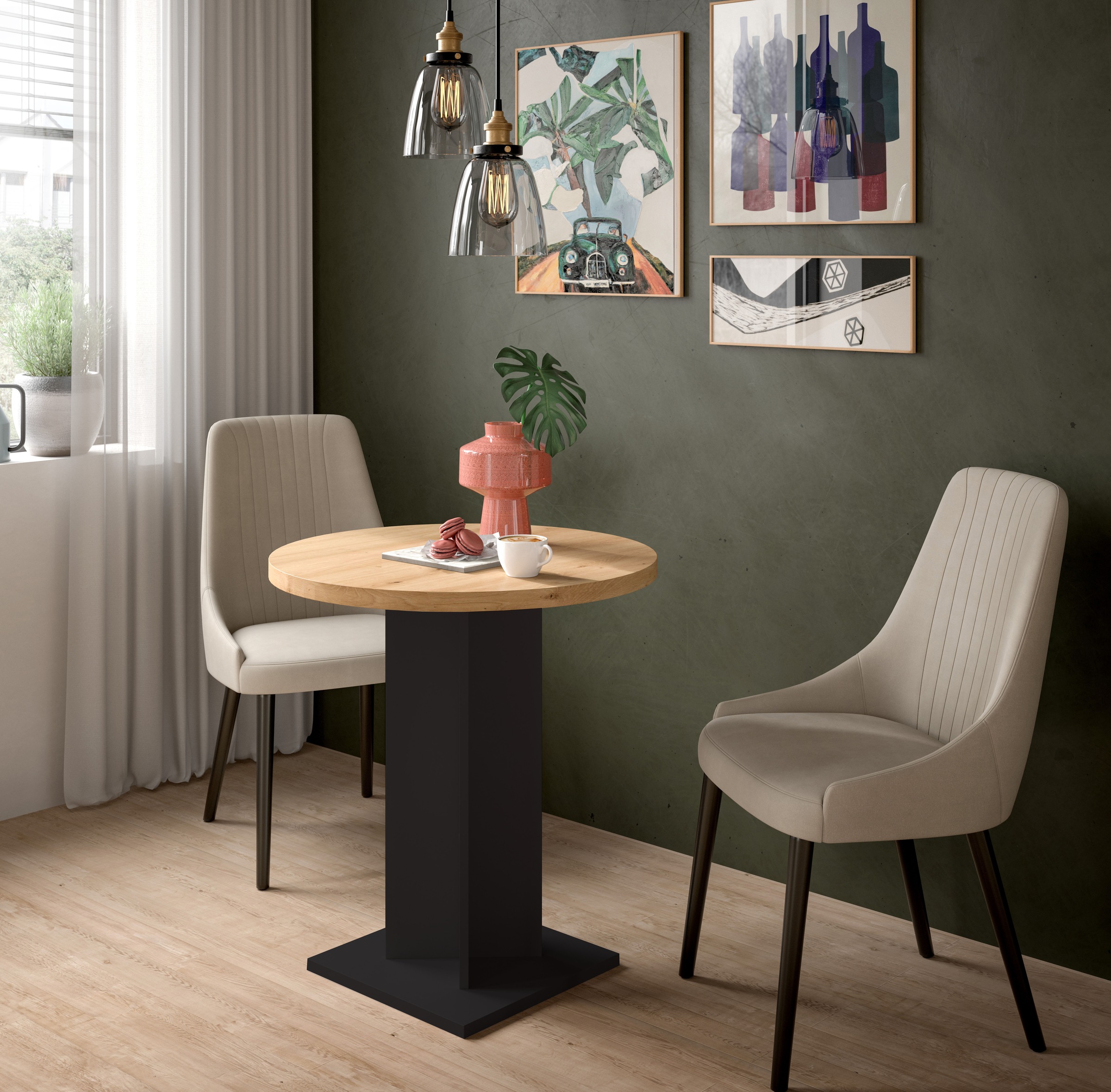 Home affaire Esstisch »GERO, 70x76x70 cm, mit Säulengestell, runde Tischplatte« in verschiedenen Ausführungen erhältlich, 1 Stk. tlg. Tisch, Esstisch, Esszimmer, Esszimmertisch, Küchetisch, Bartisch