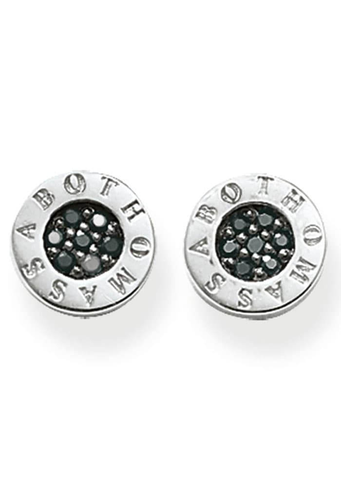 Paar Ohrstecker THOMAS SABO "Classic Pavé Schwarz, Classic Pavé Weiß", silber (silberfarben, schwarz, schwarz), Ohrringe, Damen, 9mm, Silber 925 (recycelt), mit Zirkonia (synth.)