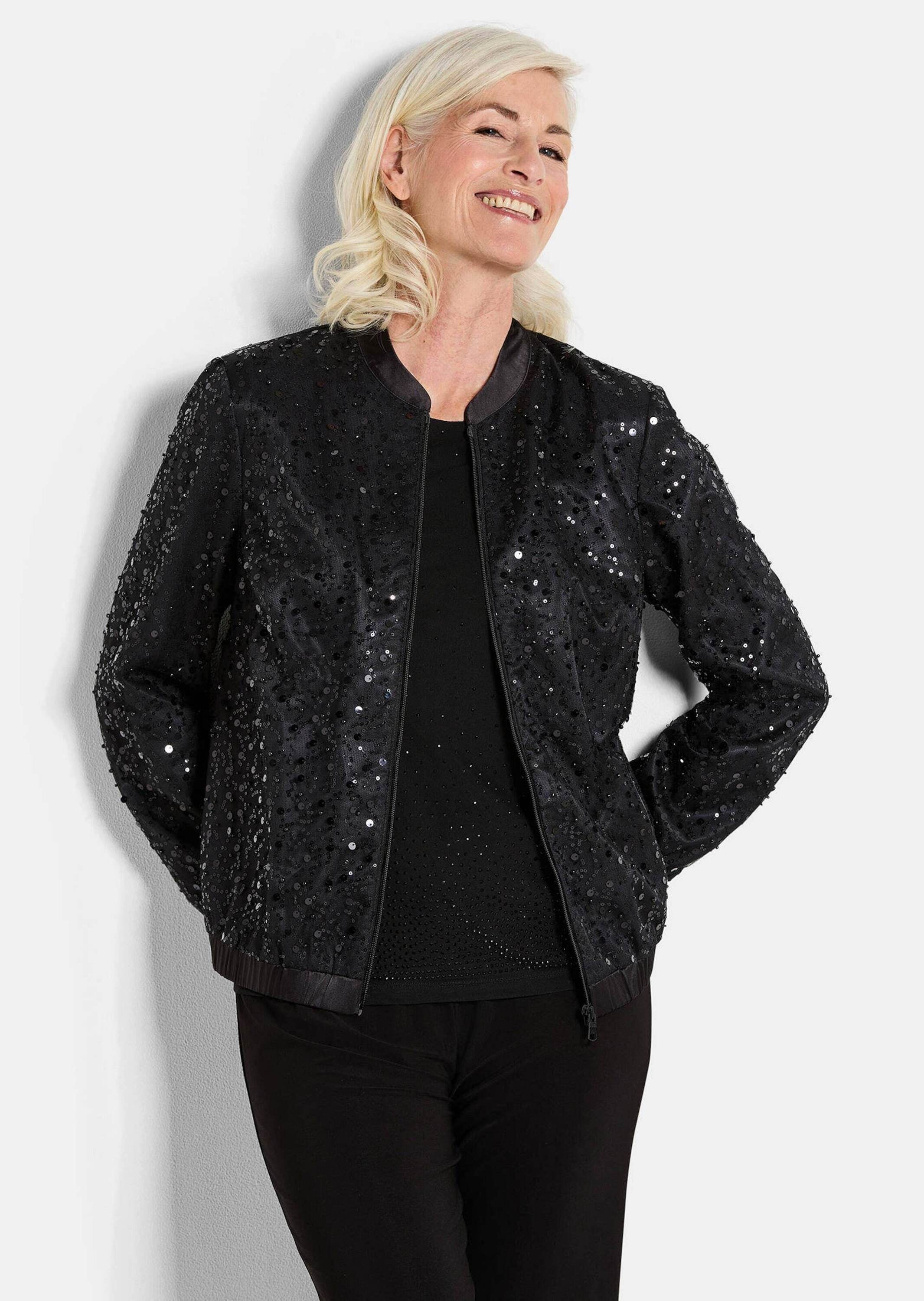 GOLDNER Kurzjacke »Kurzgröße Eleganter Blouson mit Perlen und Pailletten«