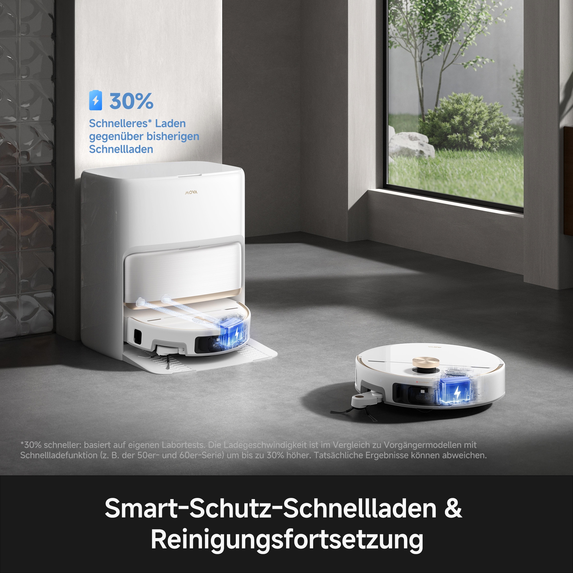Mova Saugroboter »mit Wischfunktion  V70 Ultra Complete, 40.000 Pa Saugkraft« MaxiReachX-Doppelverlängerung, 15N Abwärtsdruck & 300 U/min Wischen