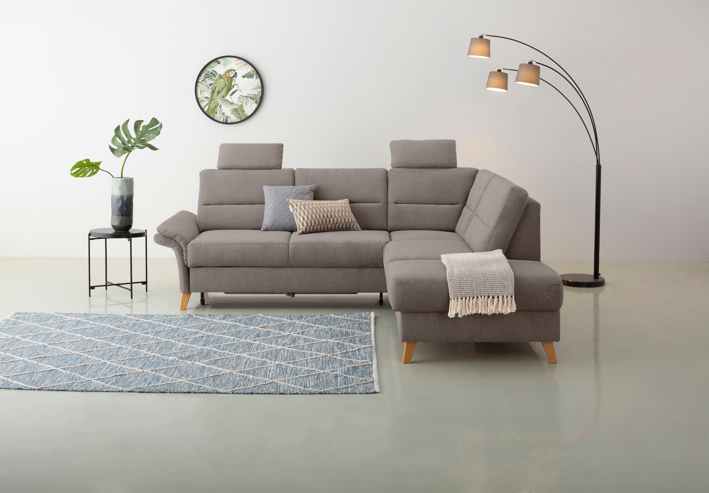 OTTO home Ecksofa "Westerland L-Form" Federkern-Polsterung, wahlweise mit Schlaffunktion, Bettkasten