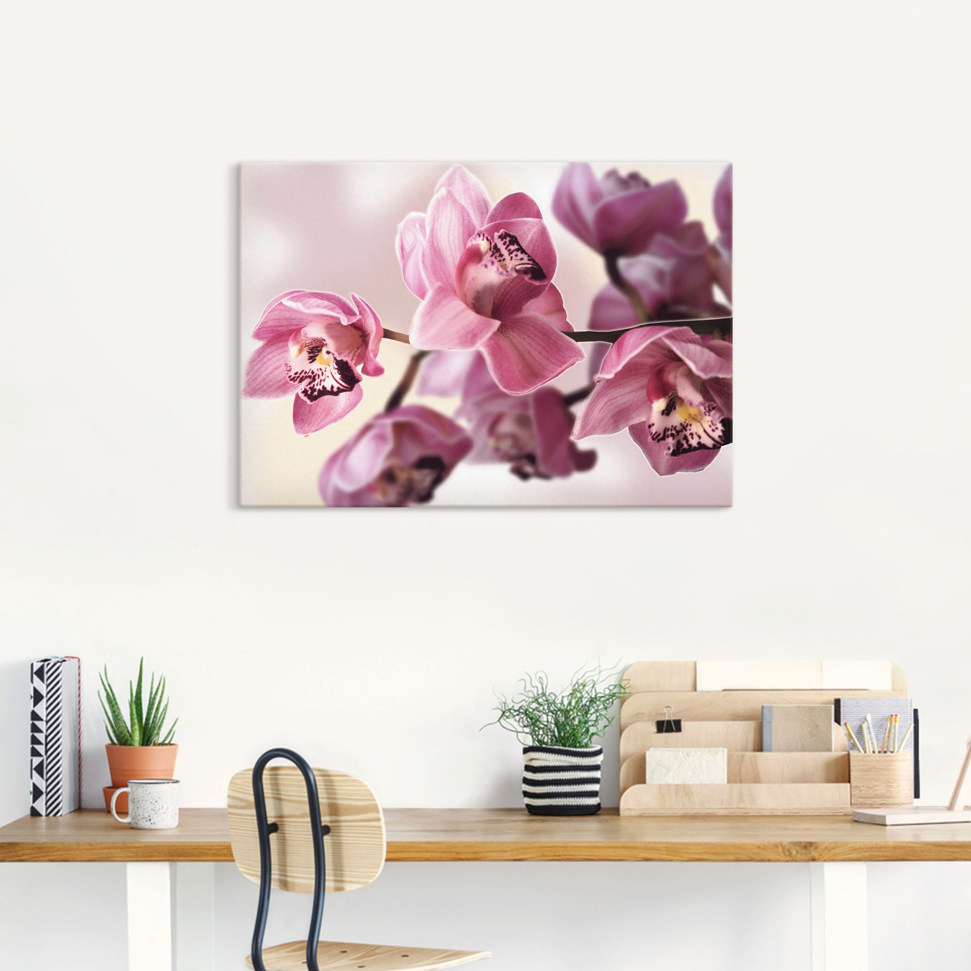 Artland Wandbild "Rosa Orchidee" Blumenbilder 1 Stk. tlg. auf Holzrahmen ge günstig online kaufen