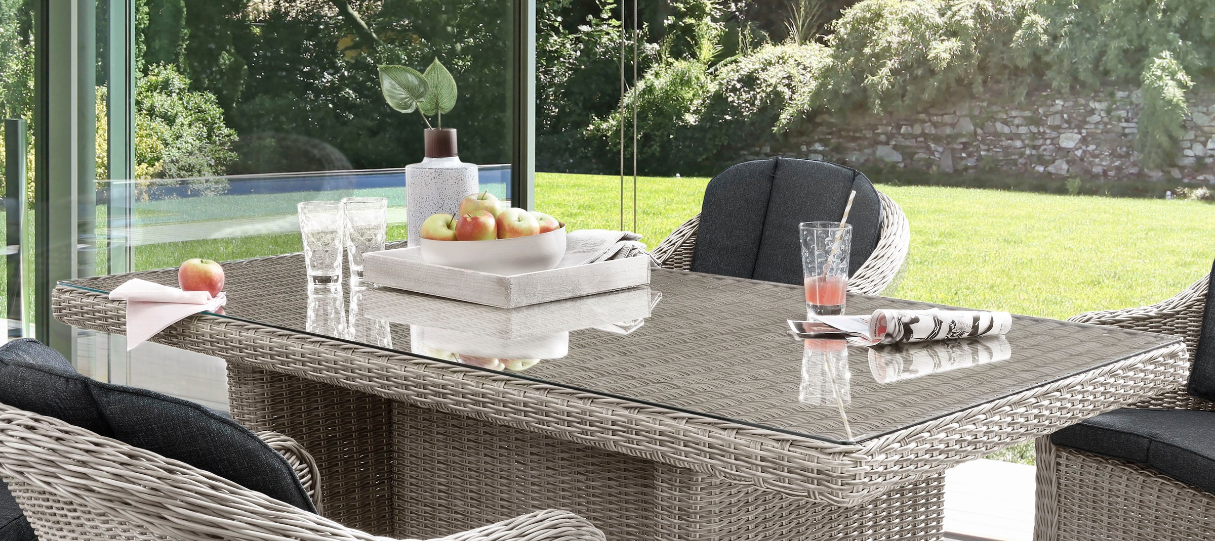 Destiny Garten-Essgruppe "MALAGA LUNA", (Set, 13 tlg.), Polyrattan, 4 Sesse günstig online kaufen