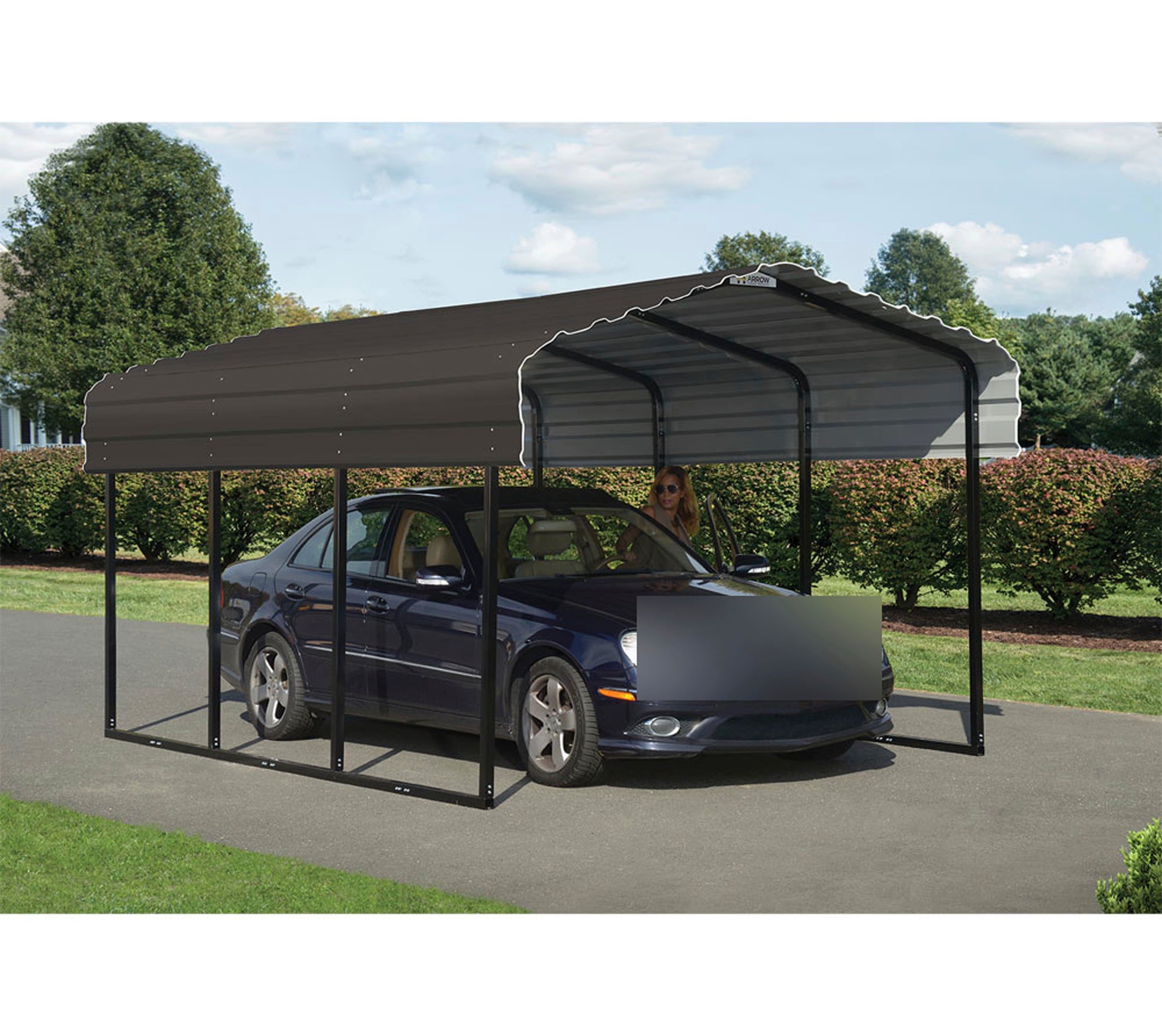 ShelterLogic Einzelcarport »Venedig«, 300 cm, Schwarz, aus Stahl, Schneelast bis zu 160 kg/m²
