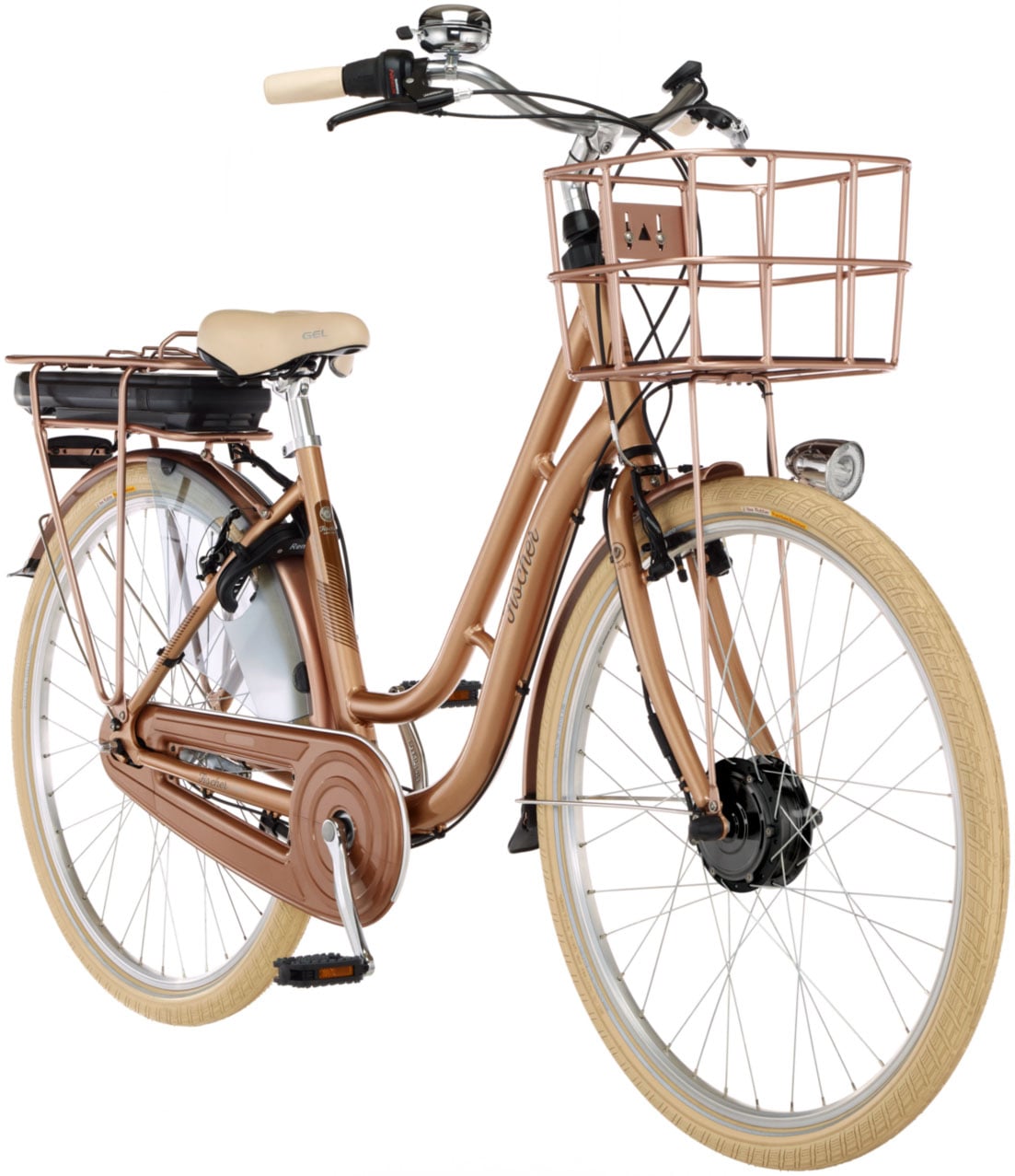 FISCHER Fahrrad E-Bike »CITA RETRO 2.2 522«, 7 Gang, Shimano, Nexus, Frontmotor 250 W, (mit Fahrradschloss), Pedelec, Elektrofahrrad für Damen u. Herren