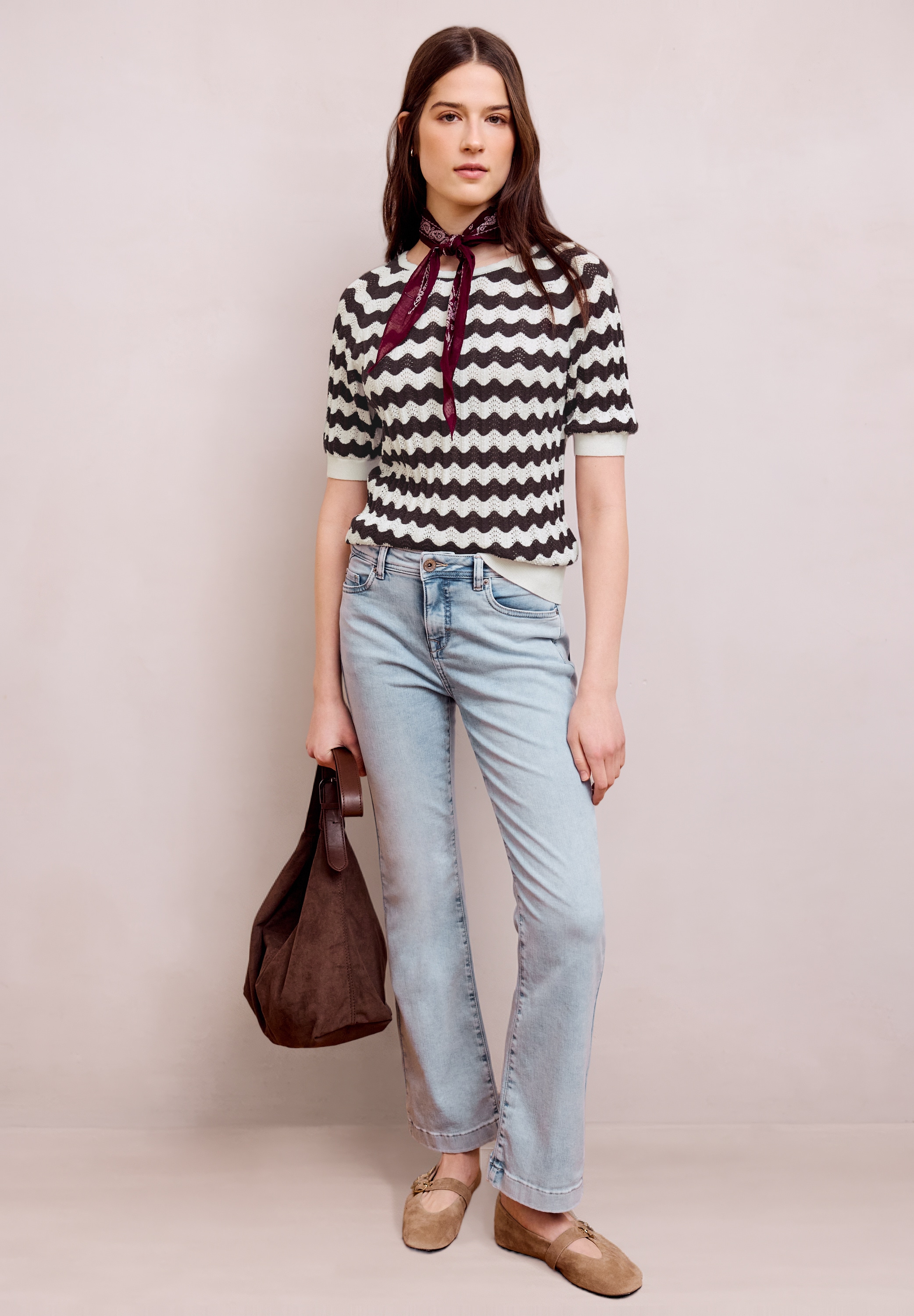 STREET ONE STUDIO Rundhalspullover mit Strick-Detail