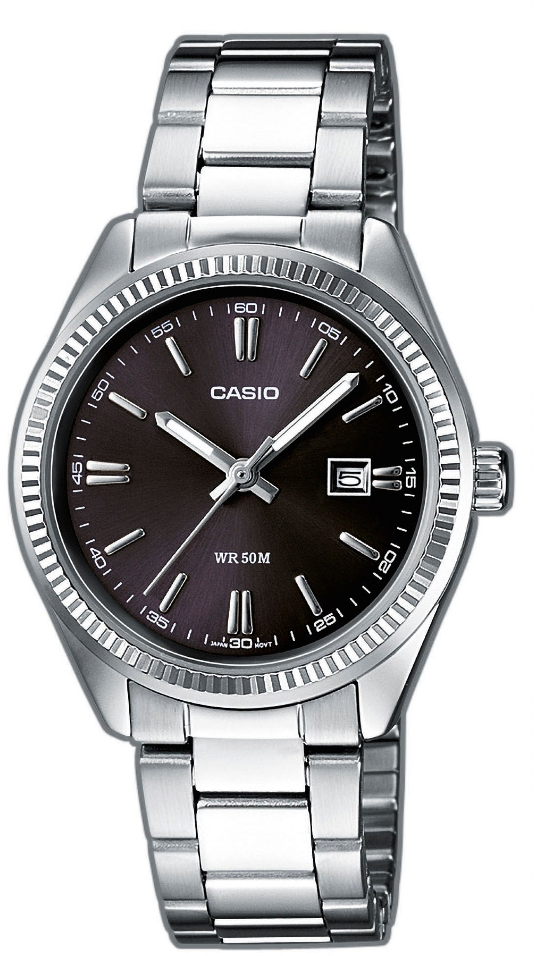 CASIO TIMELESS COLLECTION Armbanduhr, Damenuhr, analog, Datum, Edelstahlarmband